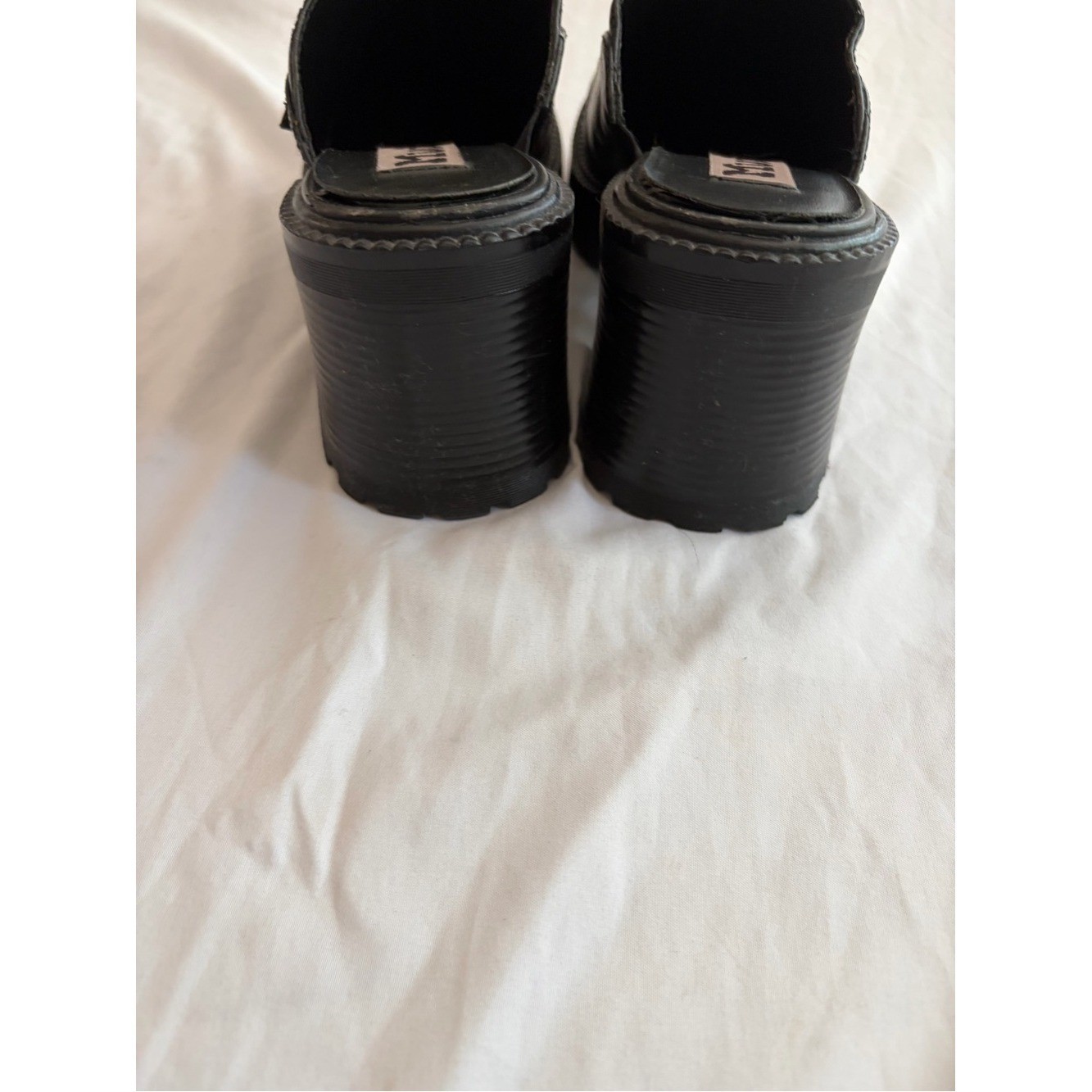 Mudd Black Chunky Platform Clogs Block Heel Silver Buckle Y2K Style Sizse 8.5