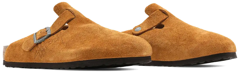 Birkenstock × Stussy Boston Clog Caramel Suede Leather Shoes Wide Size 37-45