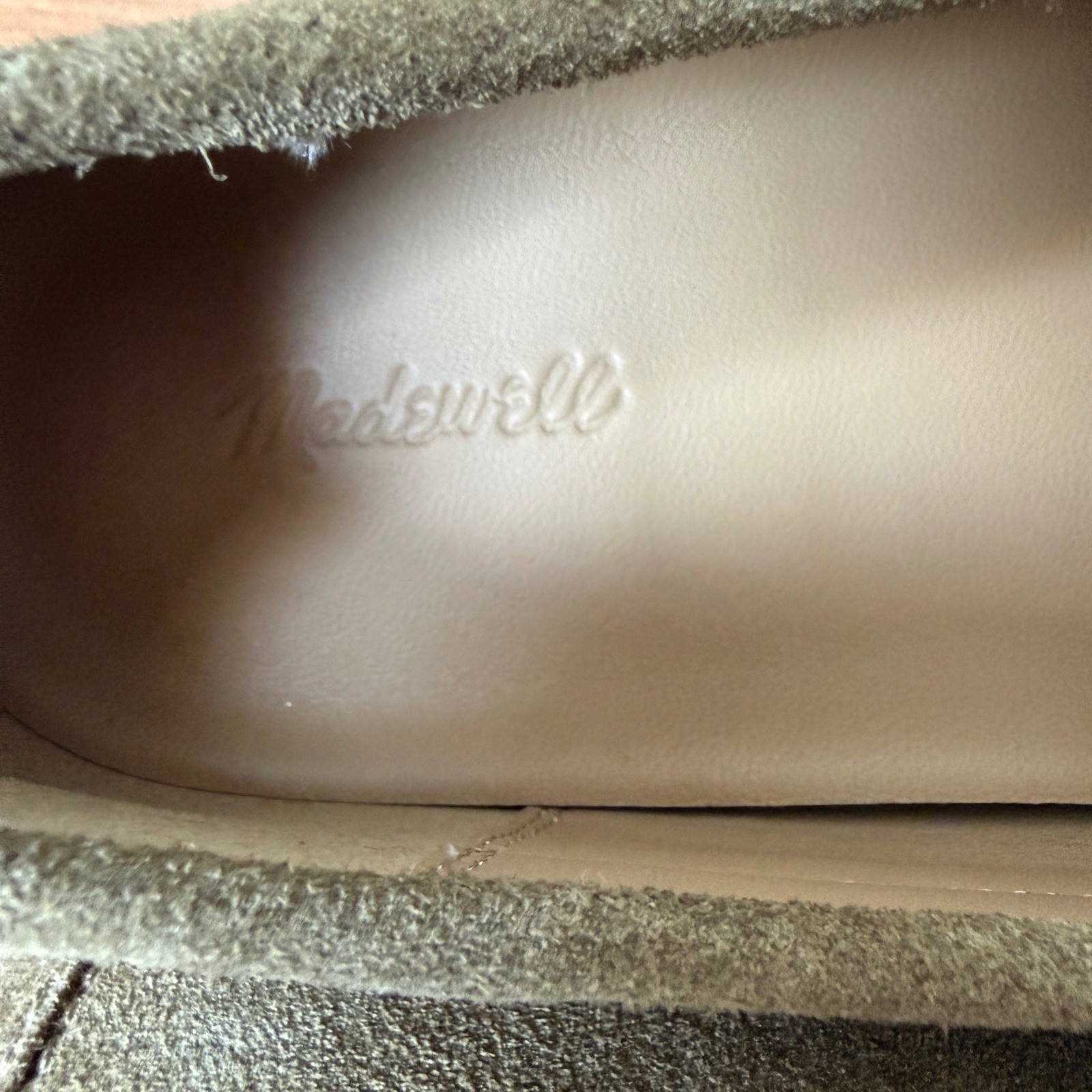 Madewell The Meadow Whipstitched Driver brown suede 9.5 NEW