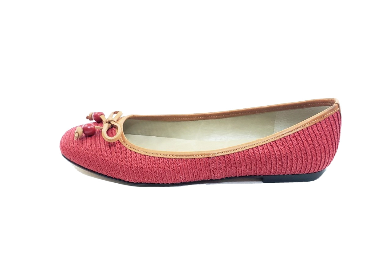 Talbots Fanny 22 Womens Ballet Flats Red Textile Leather Trim Size 9M