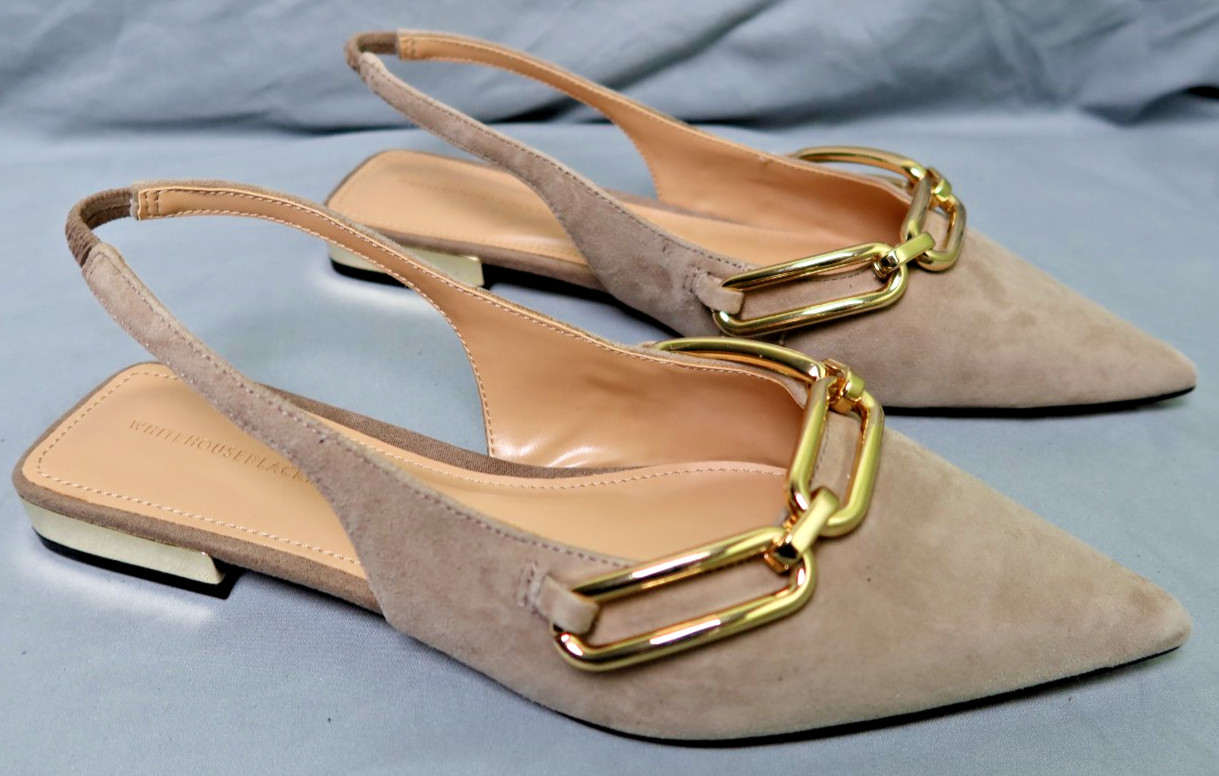 White House Black Market Suede Chain-Detail Slingback Women’s Size 9