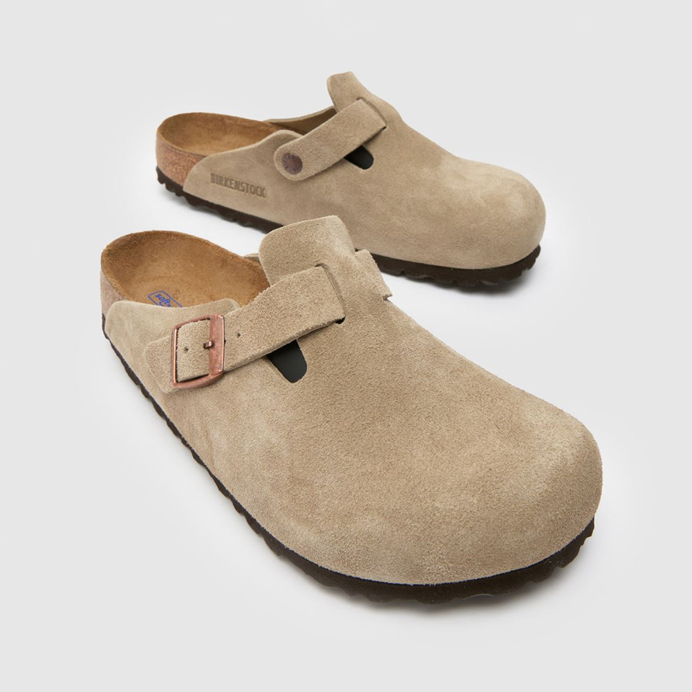 Birkenstock Boston Taupe Soft Footbed Suede Leather Clogs Women’s shoes