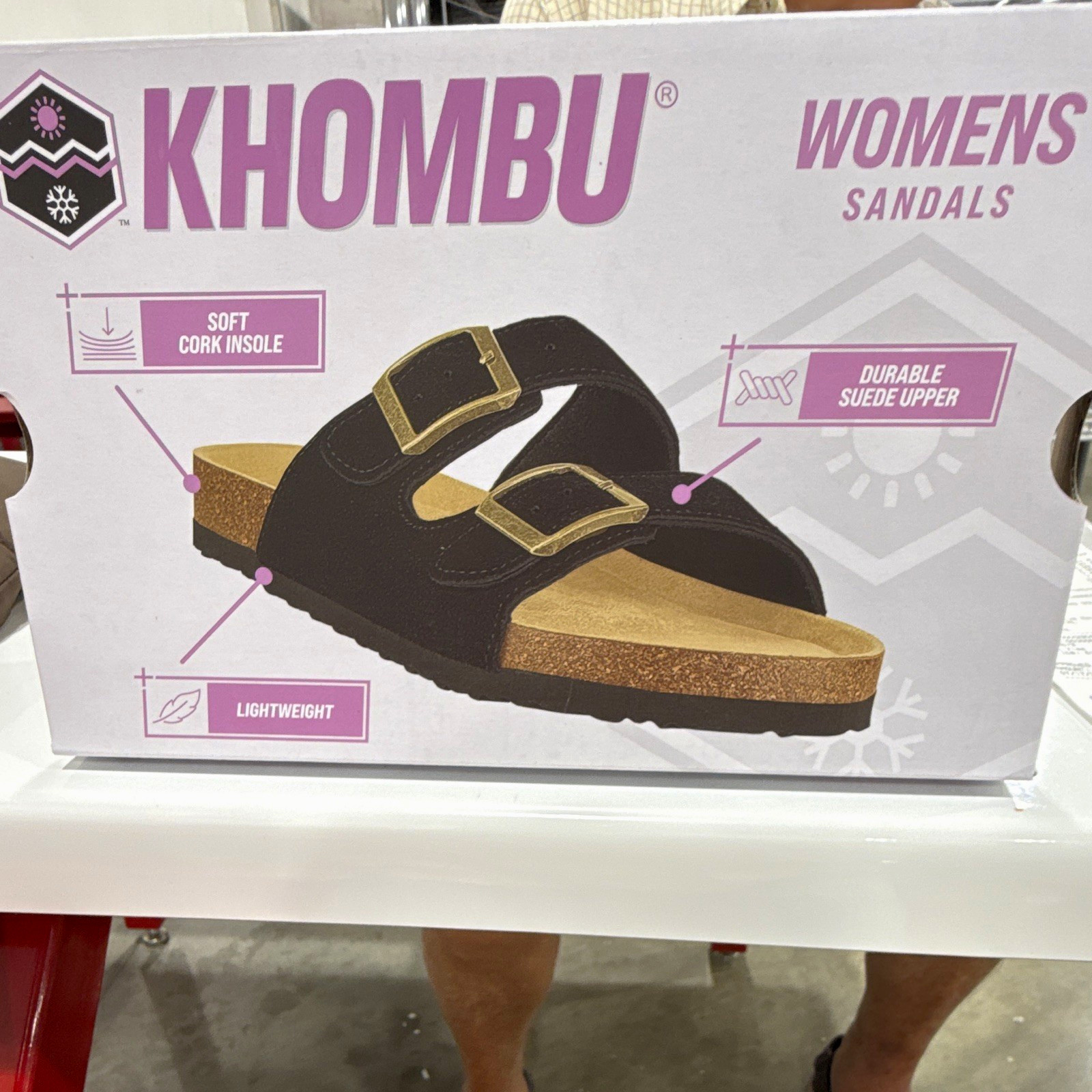 Khombu Women’s Slide Sandals Suede Cork Insole Buckle Black Lightweight 7