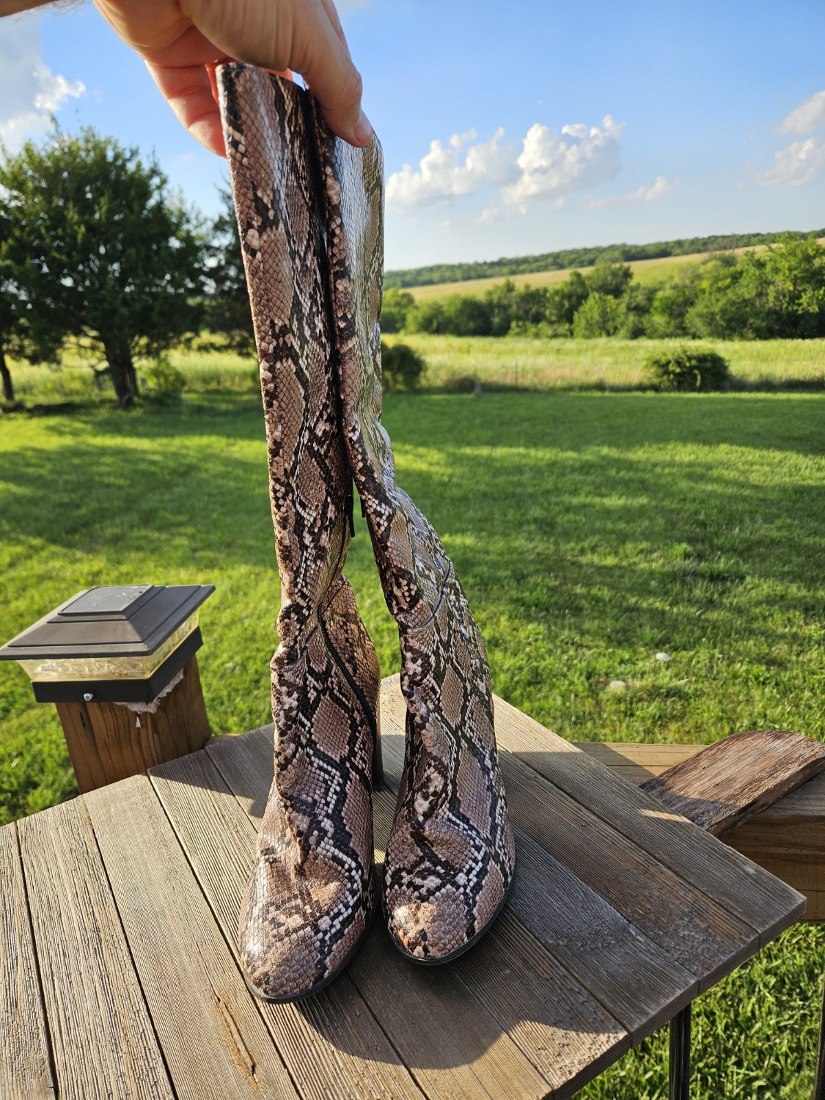 Target brown and beige snake print knee high boots in a US 8 #kneehighboots