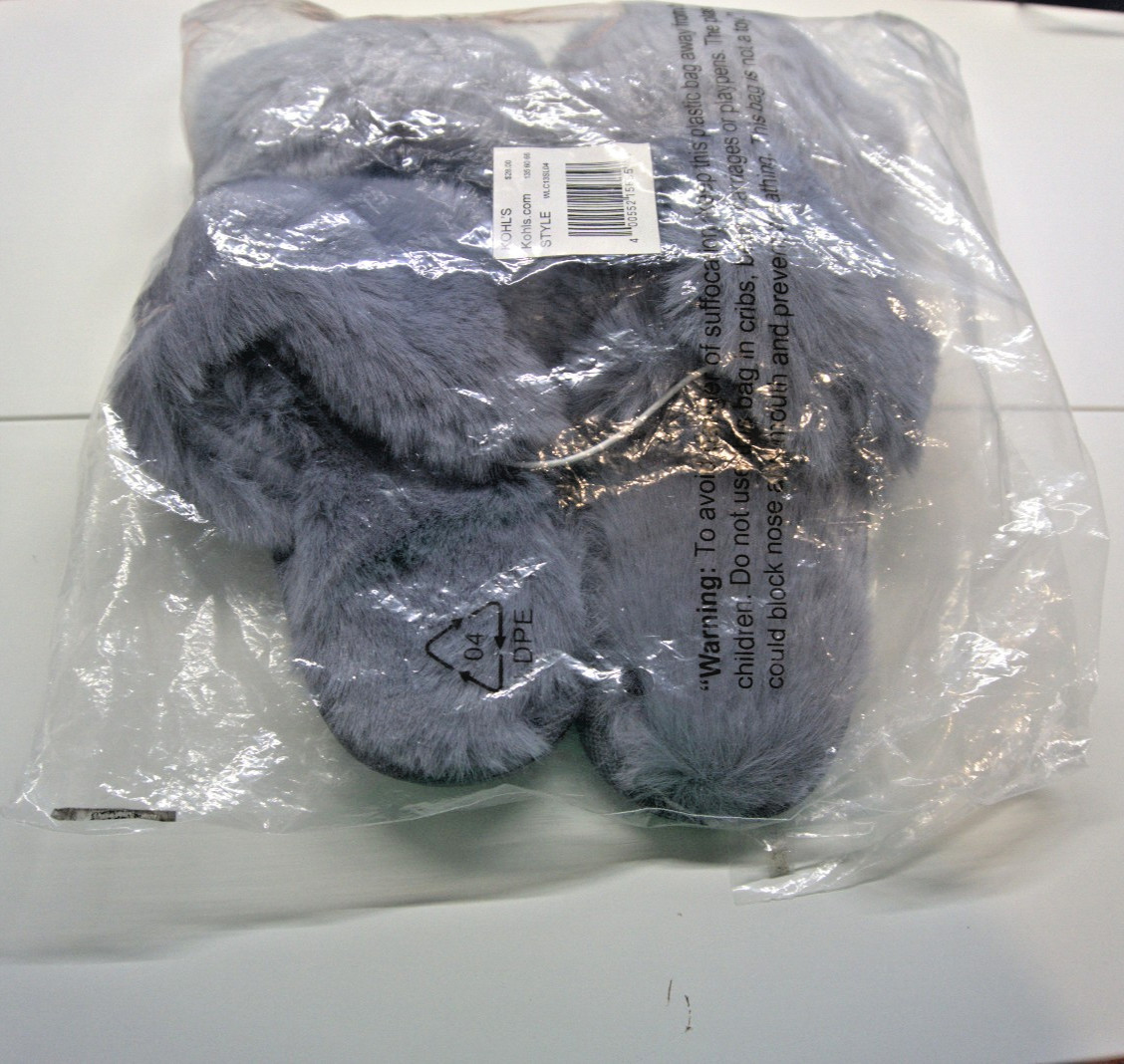 Lot of 4 – LC Lauren Conrad Double Band Faux Fur Slide Slippers Gray M 7/8