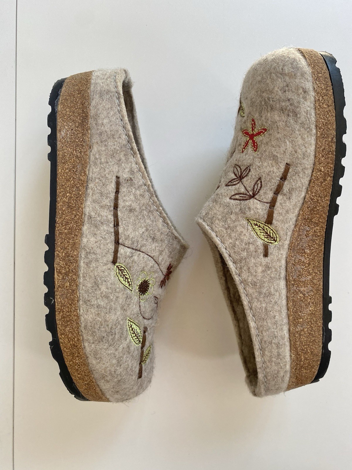 Haflinger Grizzly Wool Felt Clogs Slippers Women’s US 5 EU 36 Gray Excellent