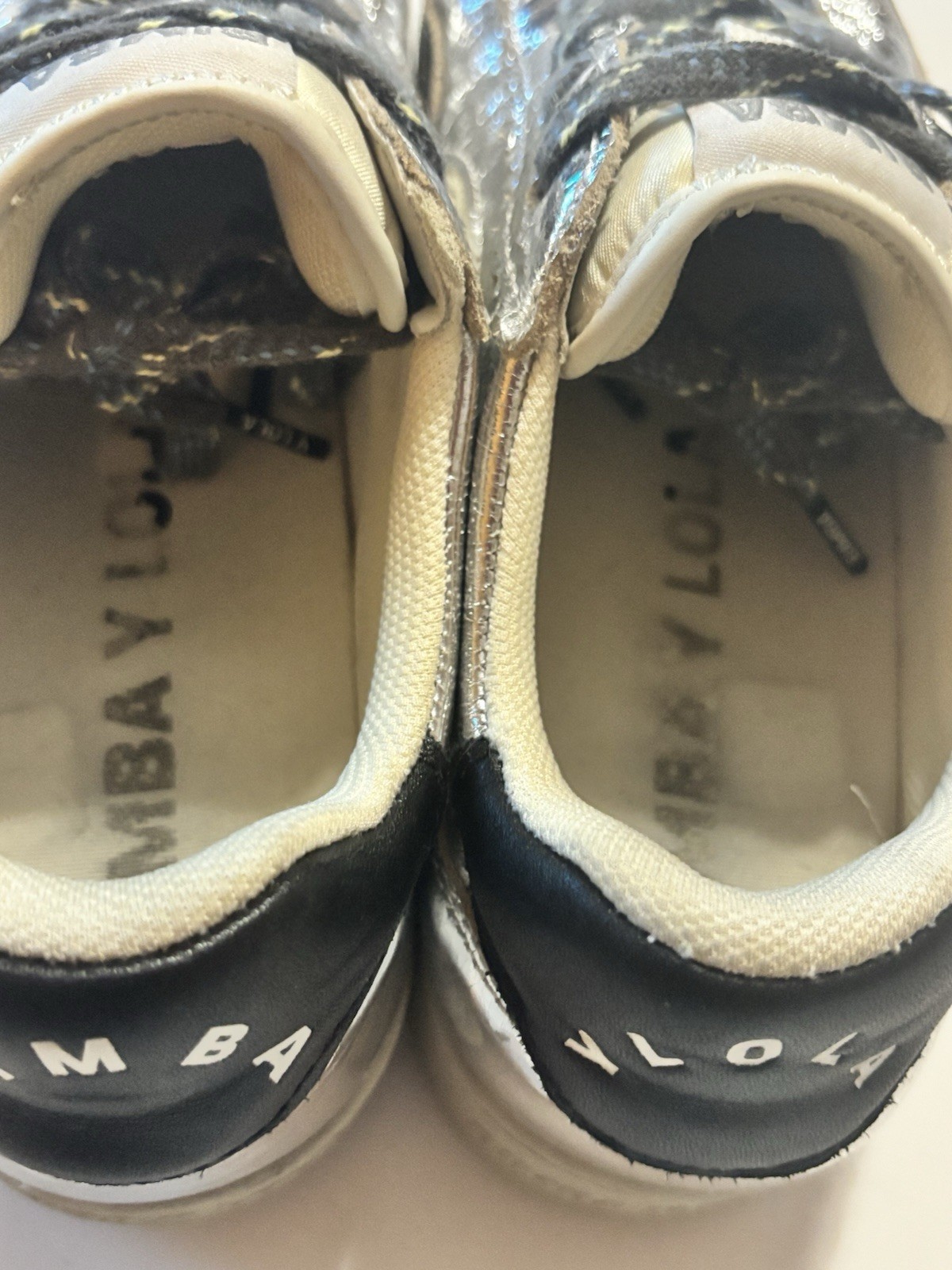 Bimba Y Lola Silver Leather Copsole Sneakers Shoes Ladies Sz 38/US 8