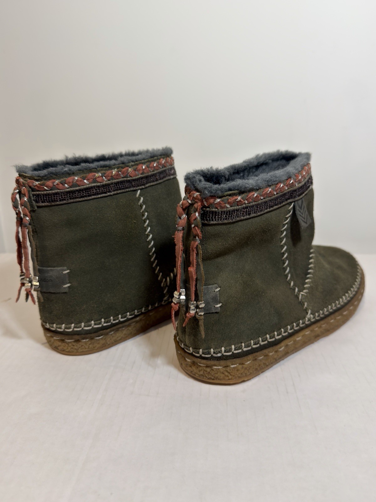 Laidback London🔥Boote Suede Sheepskin/Boho/Prairie/Western/Grunge Sz~40/US 9💥