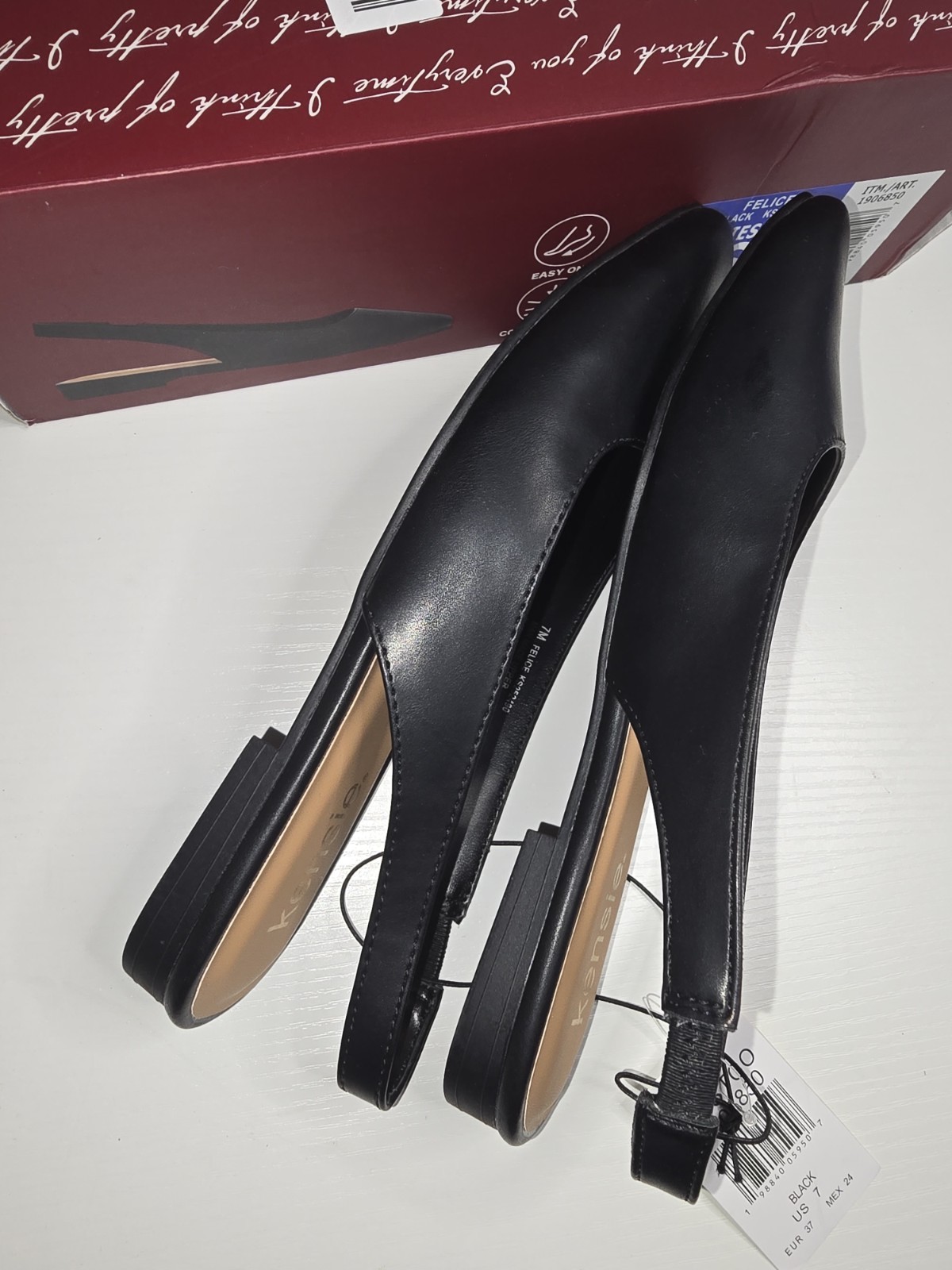 NIB! Kensie Felice Slingback Women’s Black Flats Casual Dress Shoes Size 7