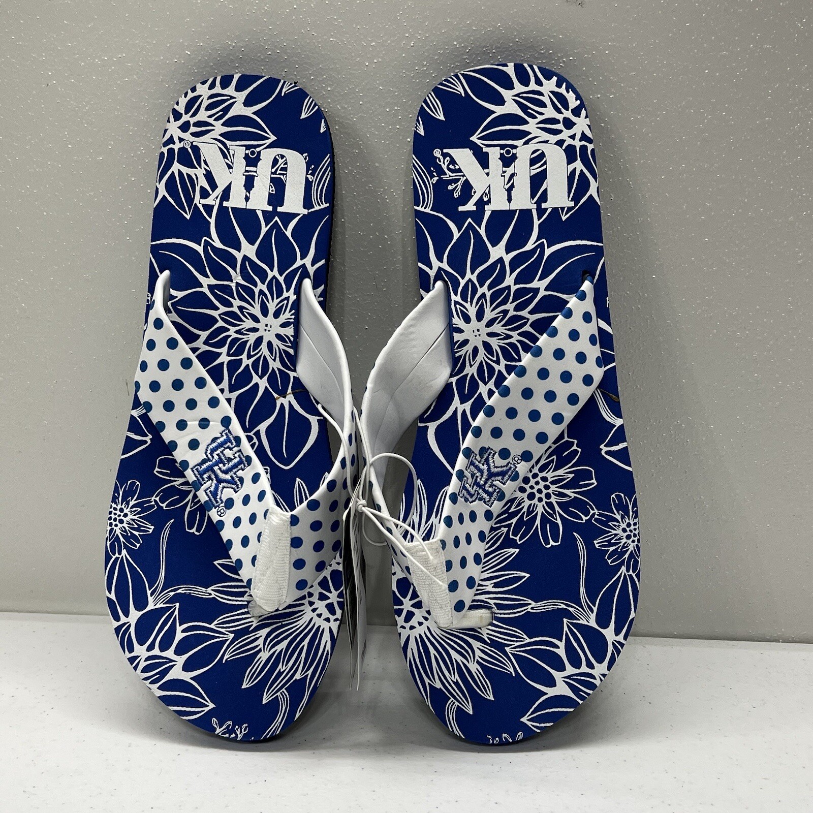 College Edition Women’s UK Blue And White Flip Flop Sandals – Size L 9/10