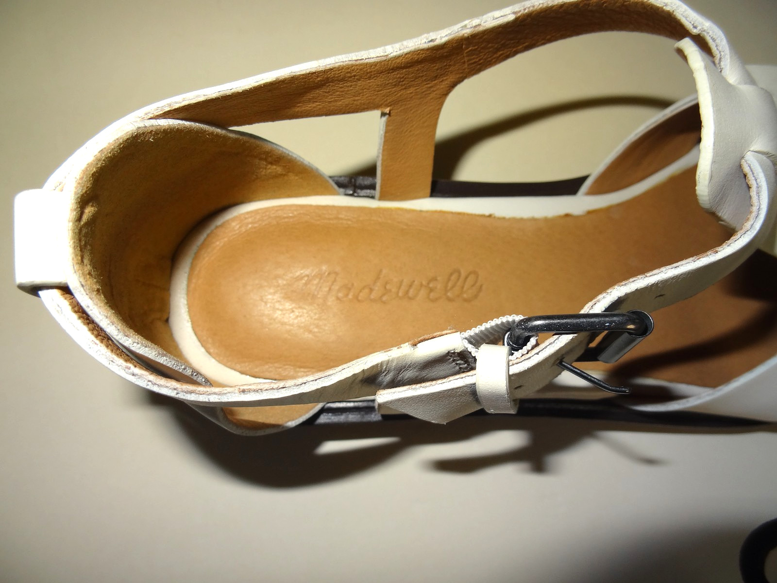 Madewell shoes Rina Fisherman Leather Flat Sandals White Ivory Mom Womens Size 9