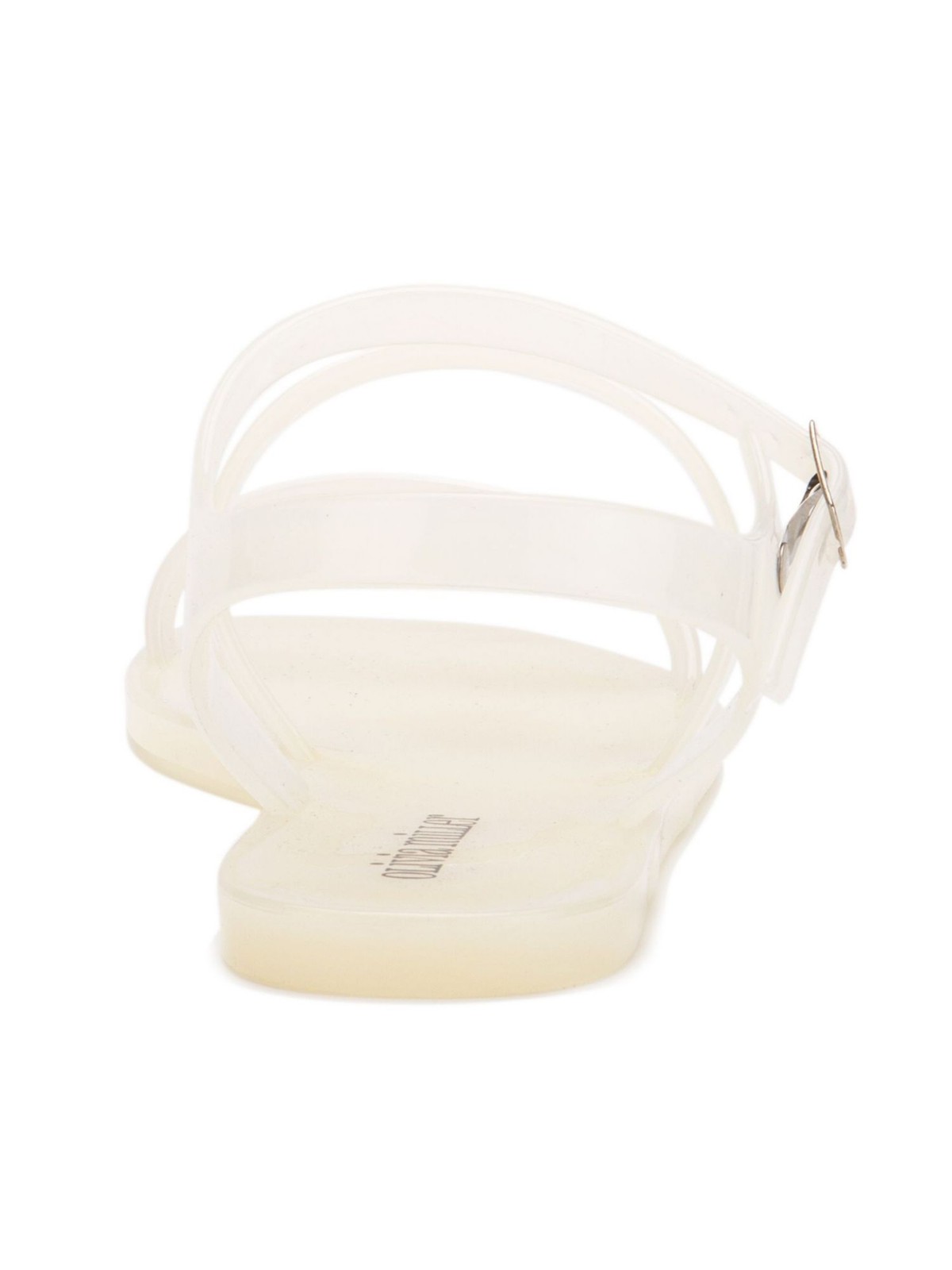 OLIVIA MILLER Womens White Ankle Strap It Girl Square Toe Buckle Jelly 9