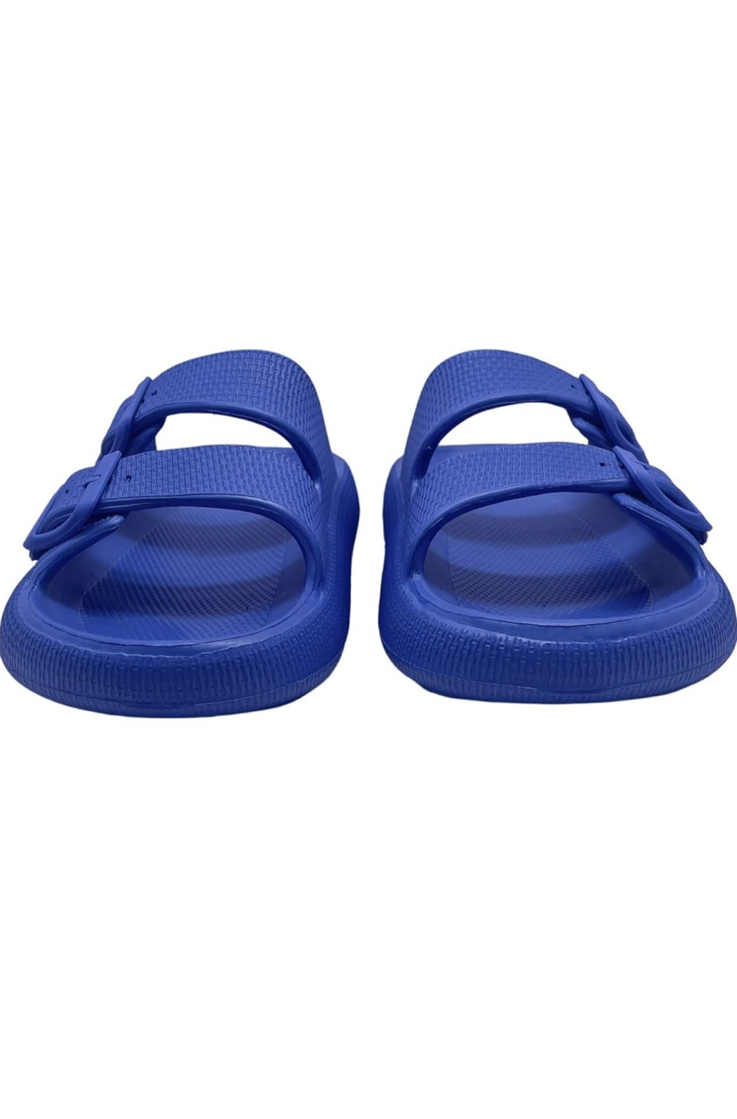 Blue Pillow Slides for Women and Men, Adjustable Double Buckle Slides