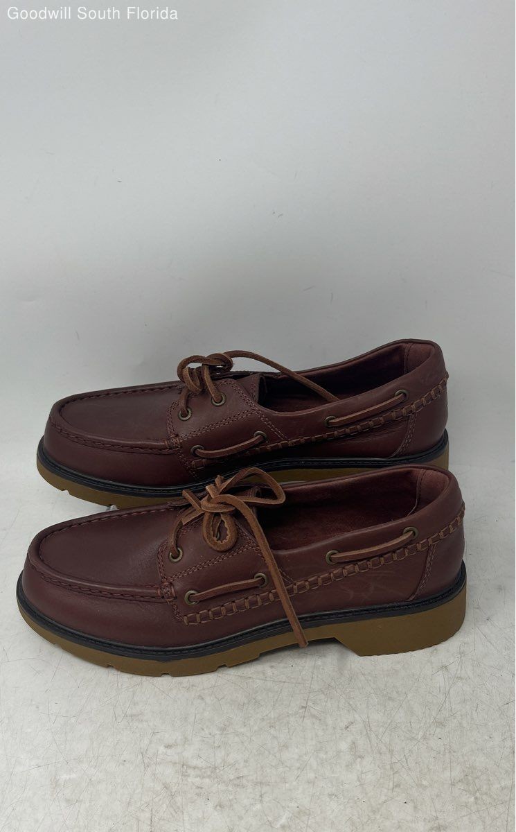 Sperry Womens Wells STS8945 Brown Leather Lace-Up Round Toe Boat Shoes Size 8