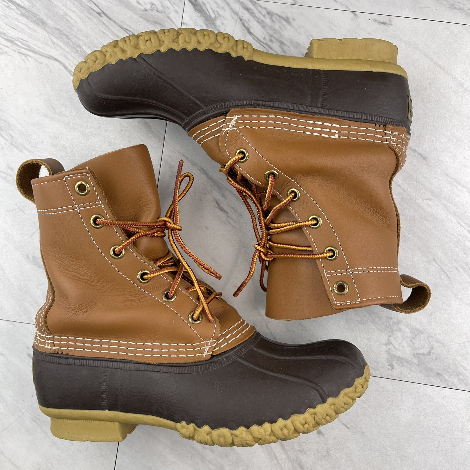 •LL Bean Duck Rubber Boots Made In Maine Women’s 6 M Brown Hunting Outdoor USA