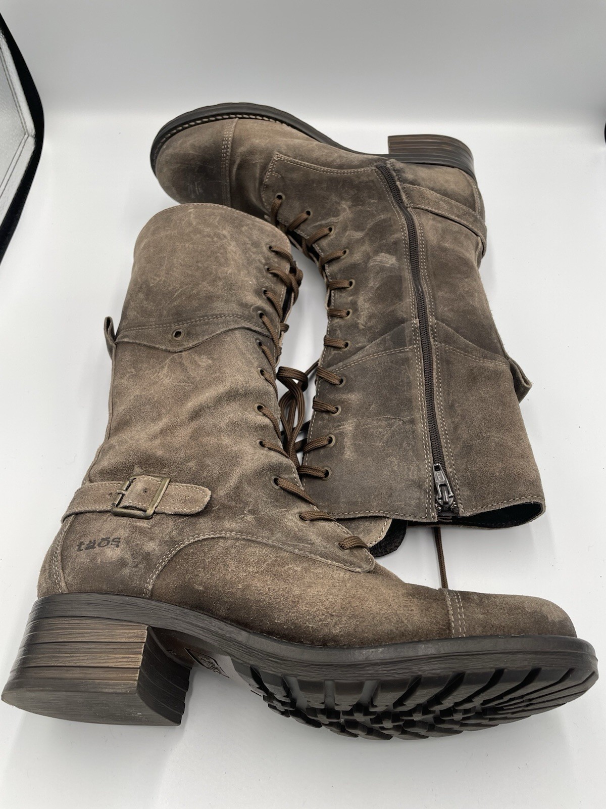 Taos Tall Crave Women’s Brown Leather Combat Boots US 10-10.5 EU 41