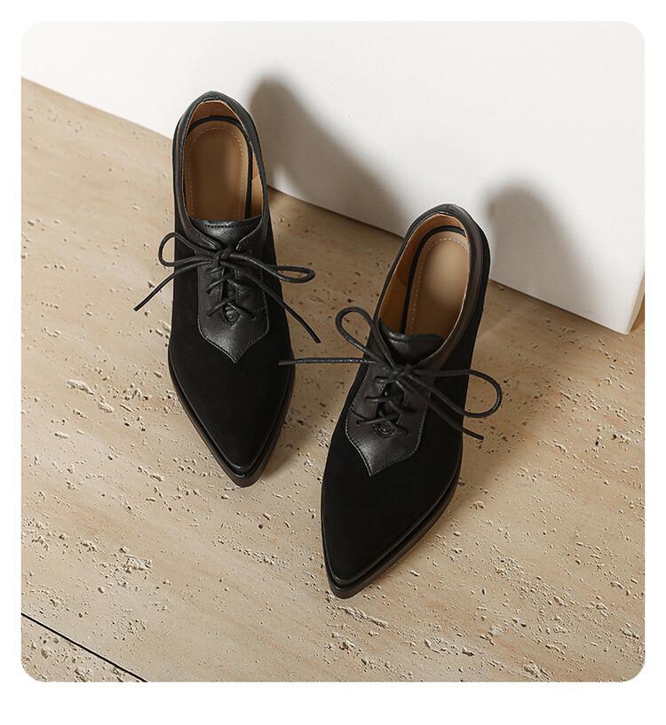 Women’s Elegant Formal Business Casual Pump Pointed Toe Lace Up Platform Shoes