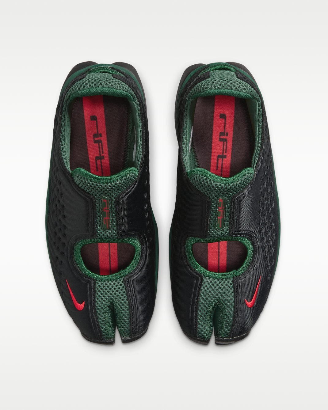 NIKE Women’s Rift 2 IQ8006-002 Black Team Dark Green Fire Red