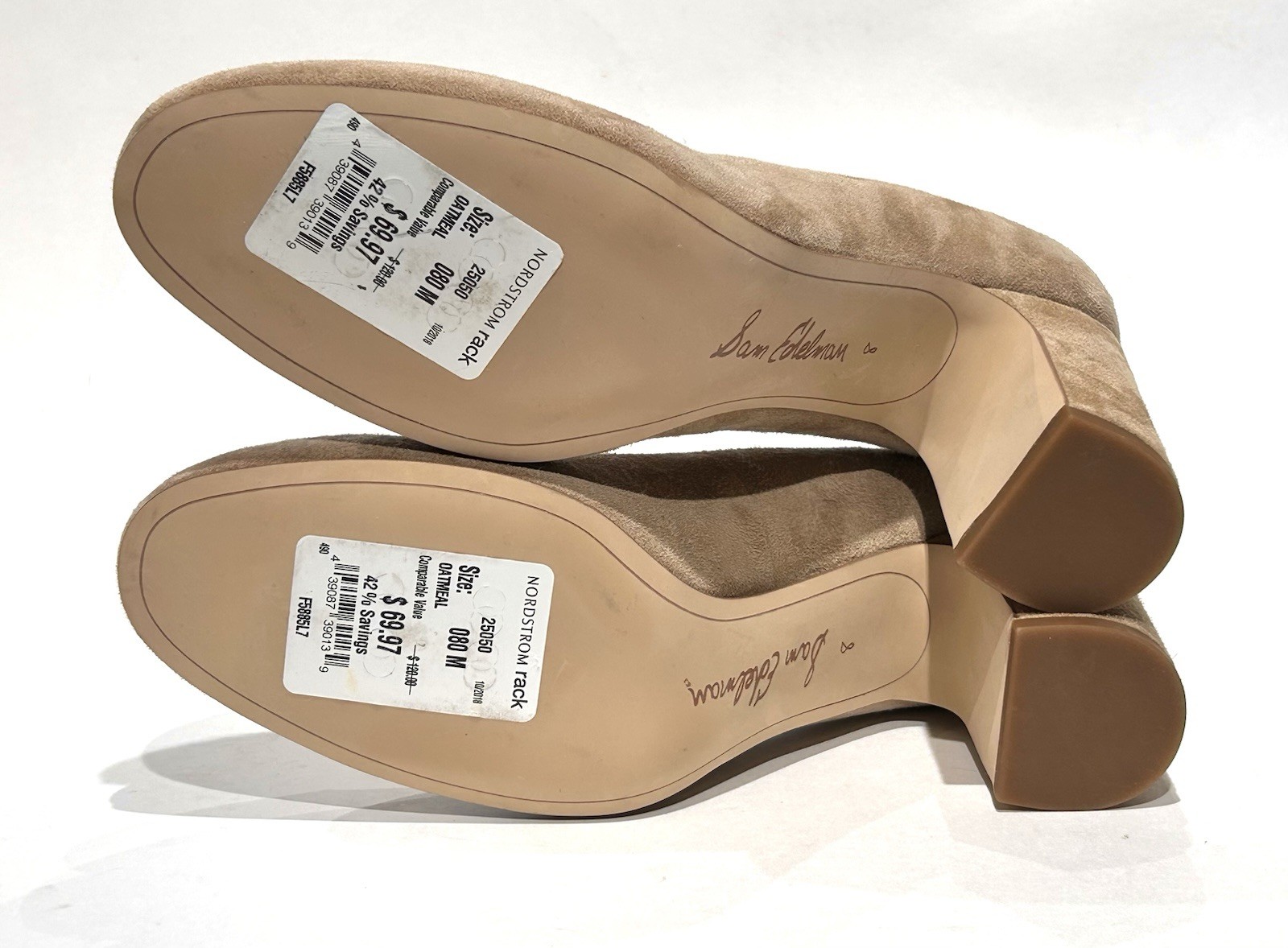 Sam Edelman JUNIE Beige Suede Leather Block Heel Pump Size 8 NWOB