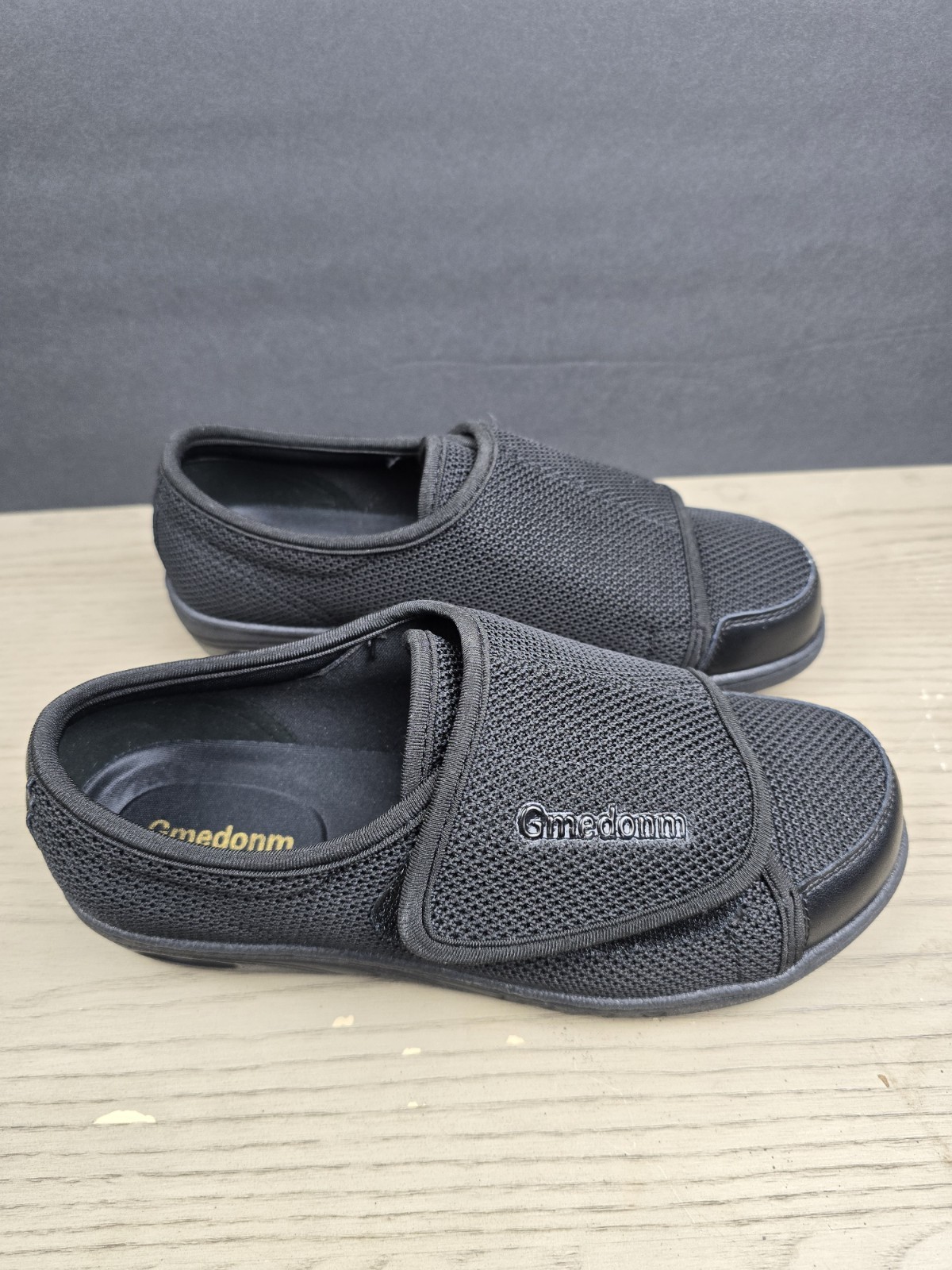 Gmedonm Adjustable Diabetic Lightweight Non-Slip Black Shoes Size 8.5 KJ228