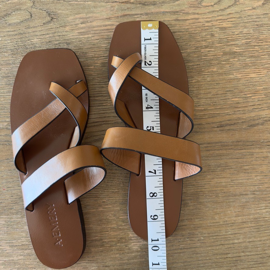A. Emery Carter Minimalist Brown Full Grain Leather Sandals-Sz 38/US7-RRP $160