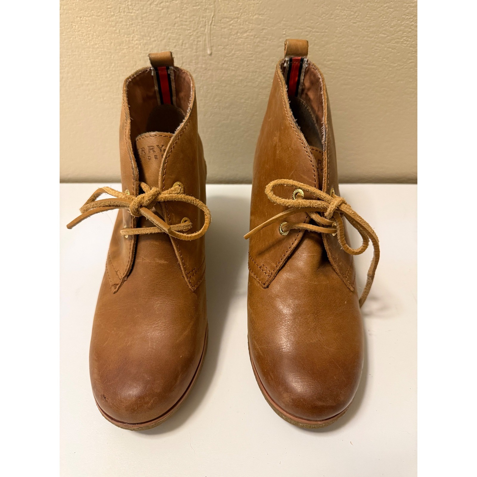 Sperry Top-Sider Womens STS90493 Tan Leather Wedge Chukka Ankle Boots Size 8.5 M