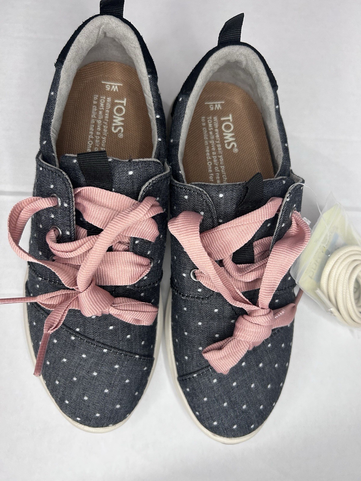 Toms Del Rey Women’s Lace-Up Sporty Comfort Sneakers Size 5 Polka Dot Shoes New