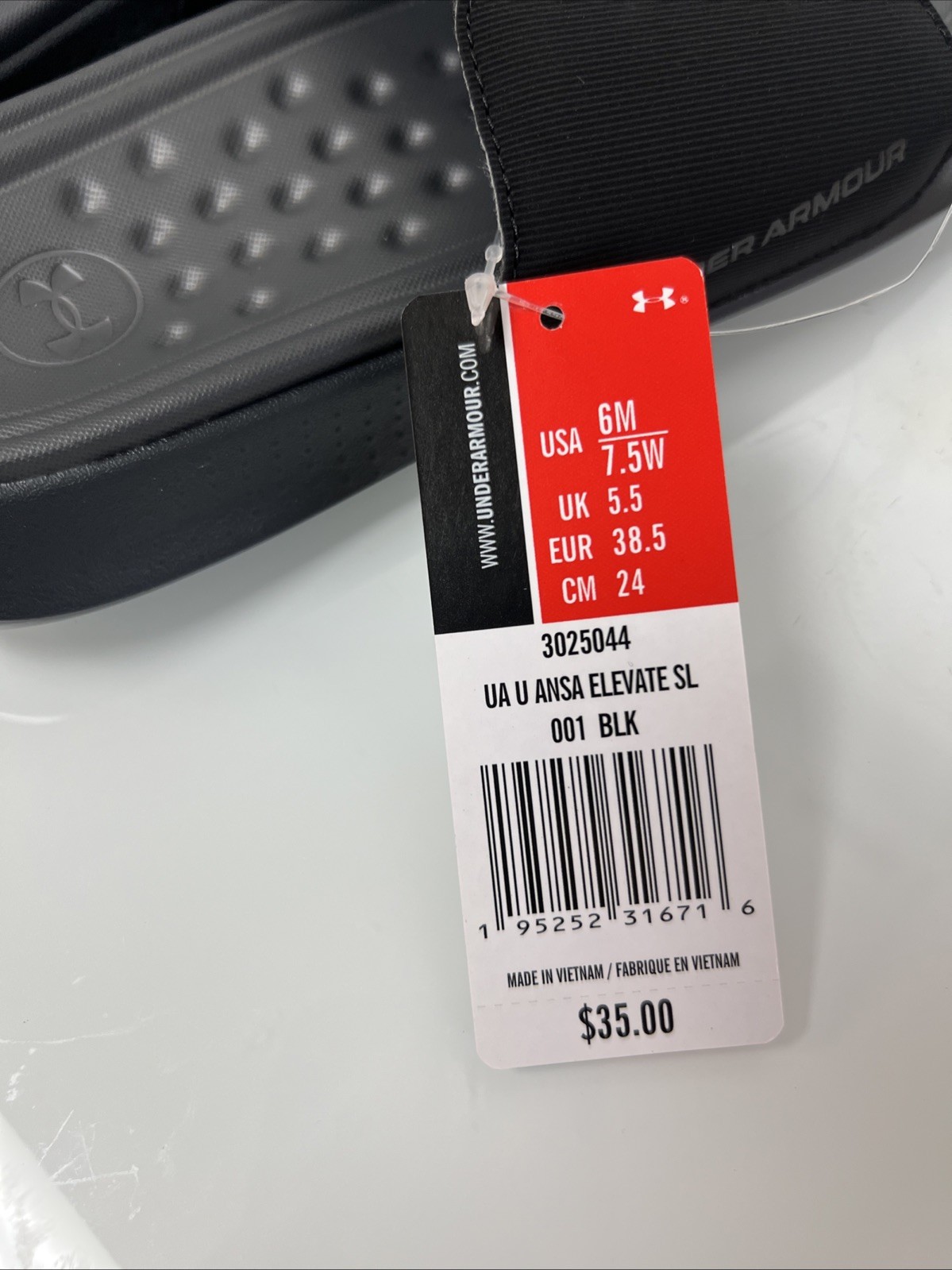 Under Armour Unisex Ansa Elevate Slide Sandal 3025044-001 Black Size M6/W7.5 NWT