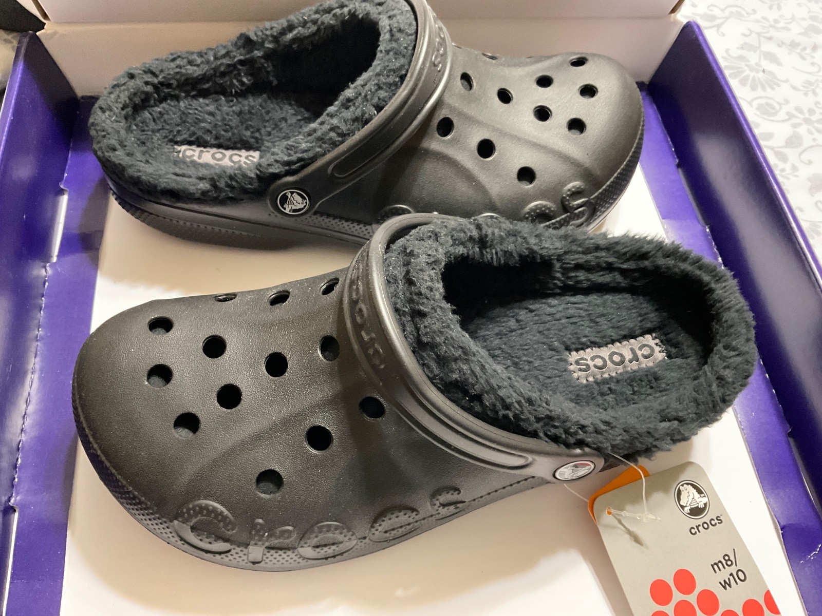 Crocs Baya lined Unisex Clogs Black M8/W10 New with tags without box