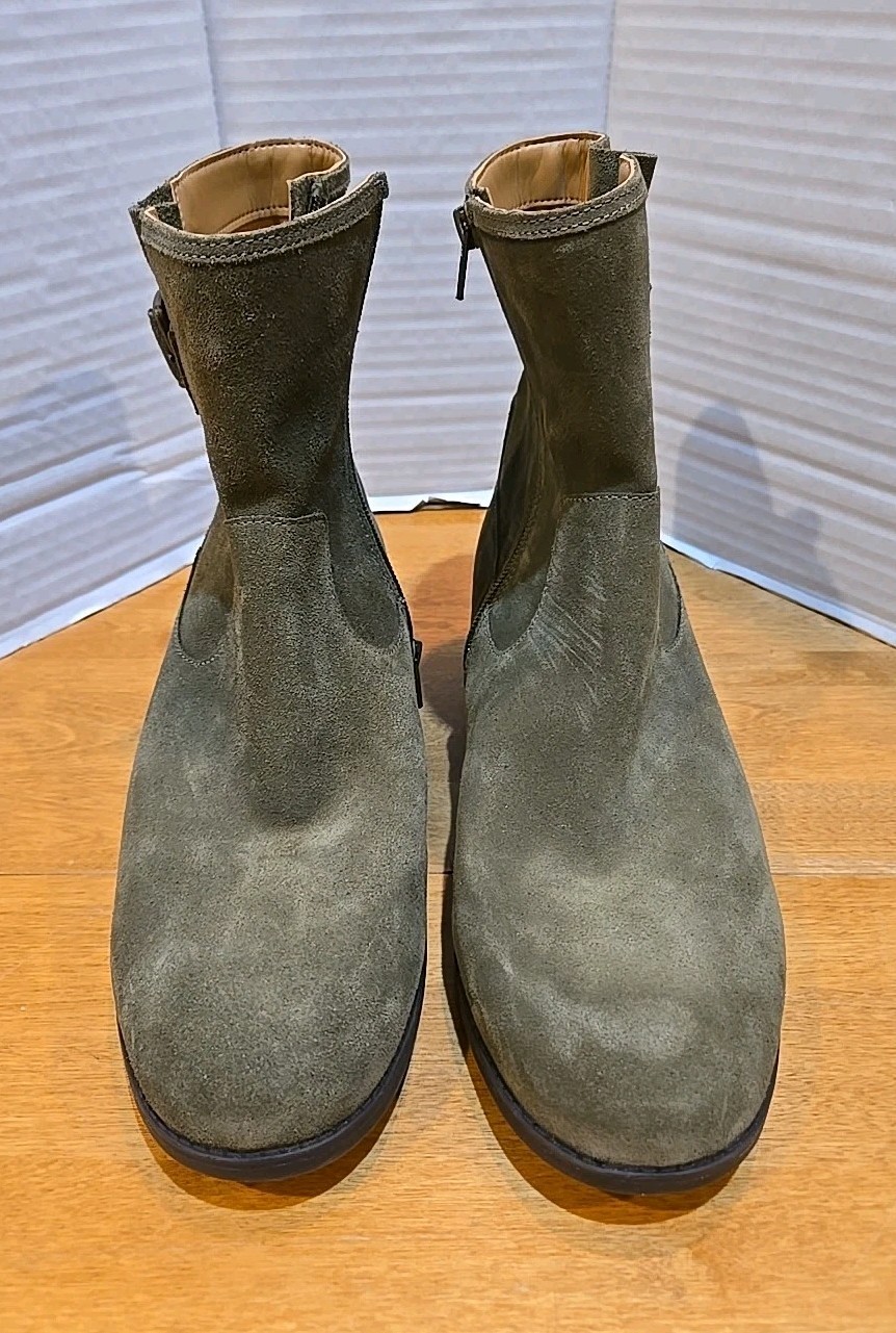Vionic Jill Olive Suede Moto Boot Wide Width Ladies 10W NWT City Preppy