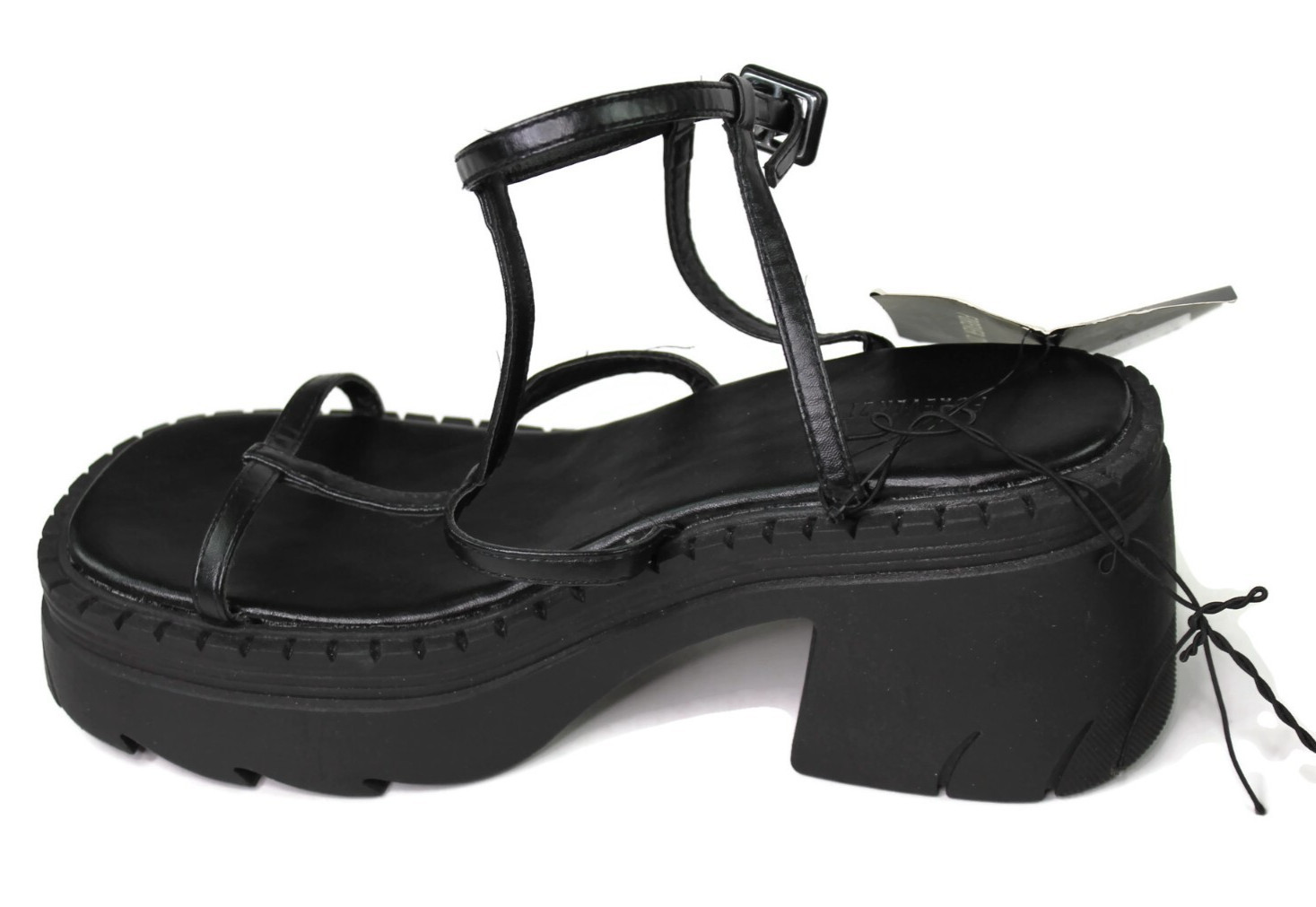 Forever 21 Black Chunky Lug-Sole Platform Sandals Shoes Sz 8 Gothic Retro Women