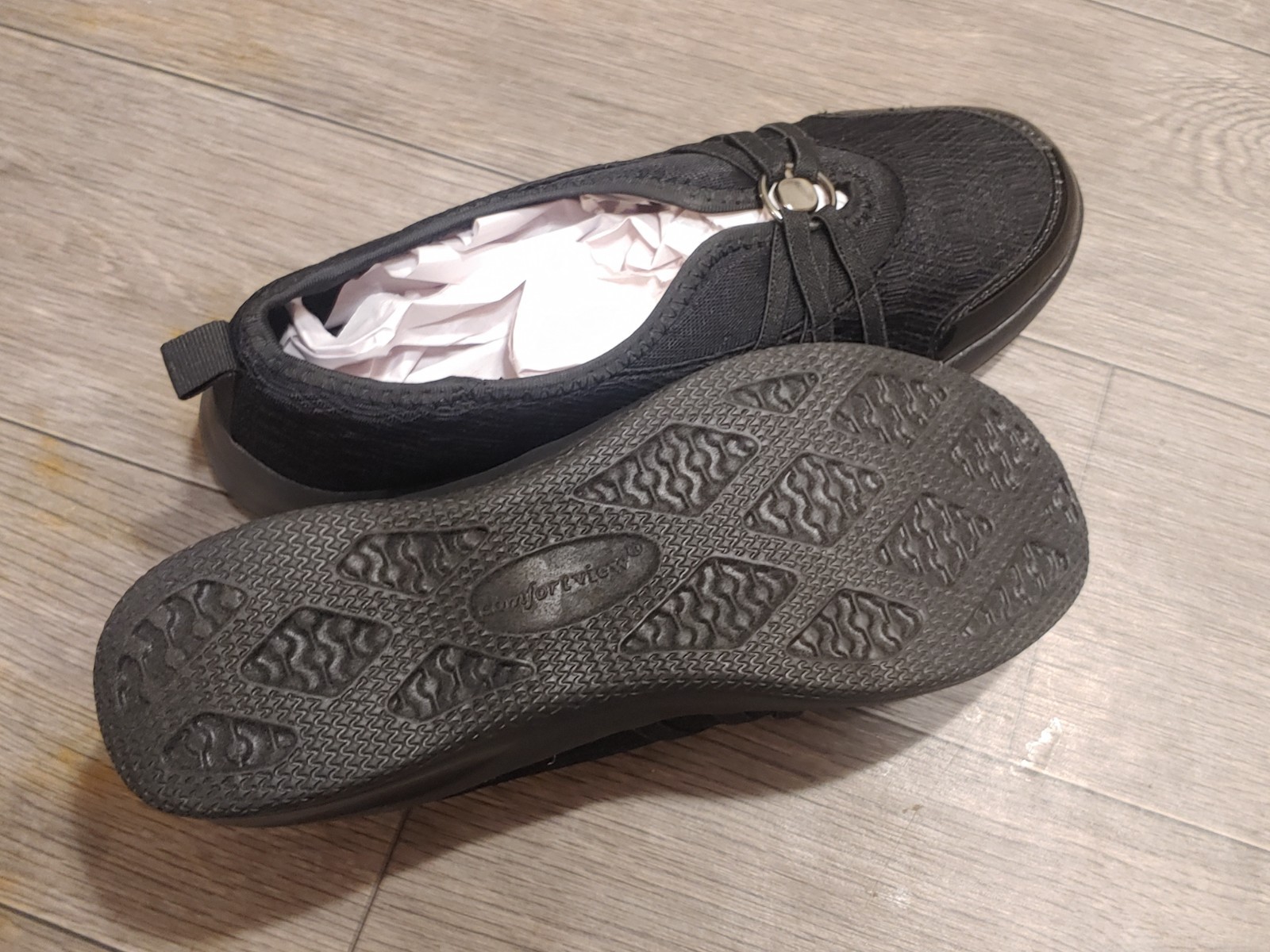 Comfortview Size 8 1/2 Wide Black Slide On Athletic Shoes Breathable