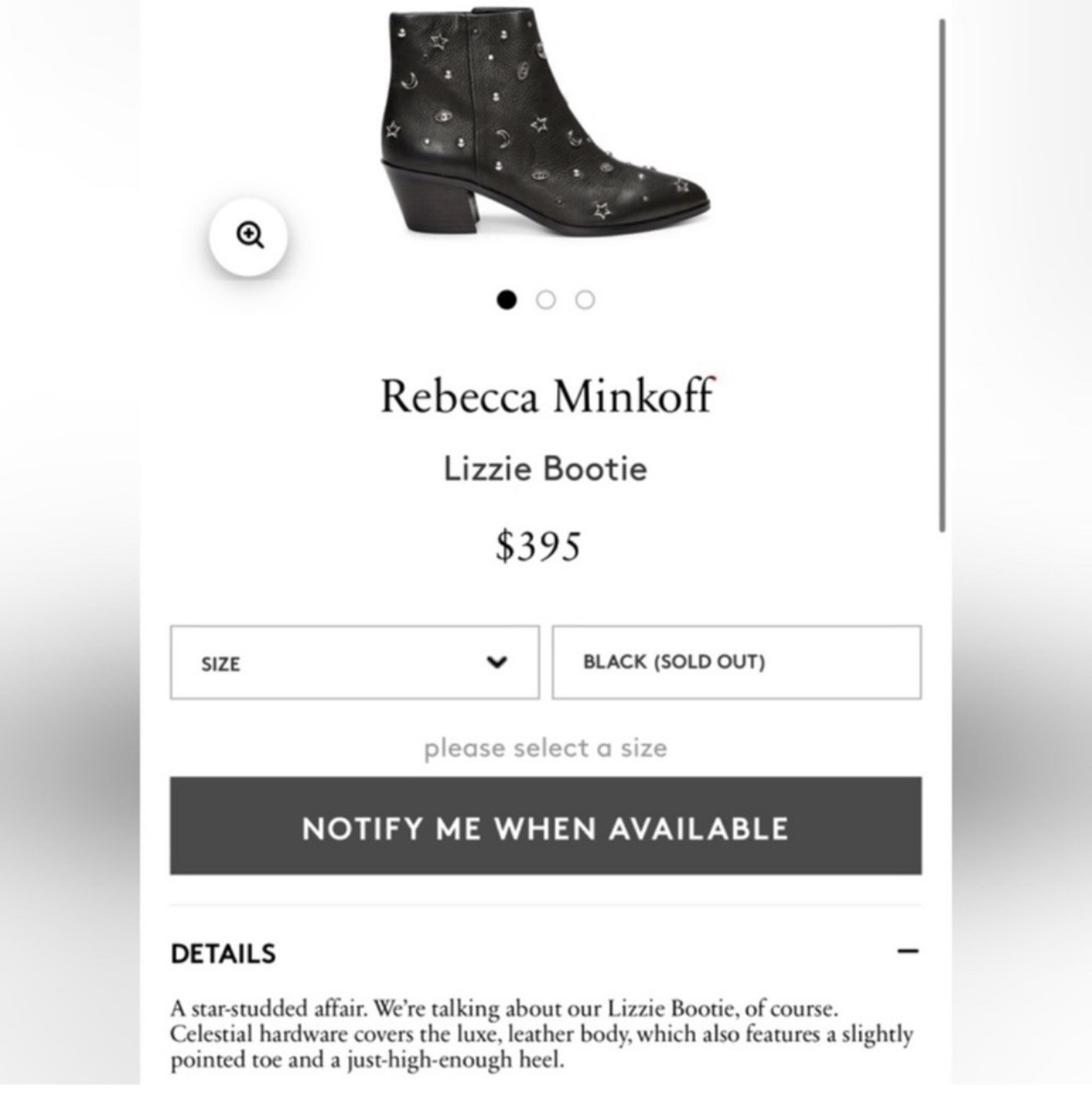 Rebecca Minkoff Lizzie Celestial Brown Silver Suede Studded Bootie Boot 7.5