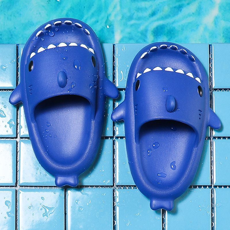 Kids Thick Sole Sharks Slippers Non-Slip In/Outdoor Sliders Sandals Shoes