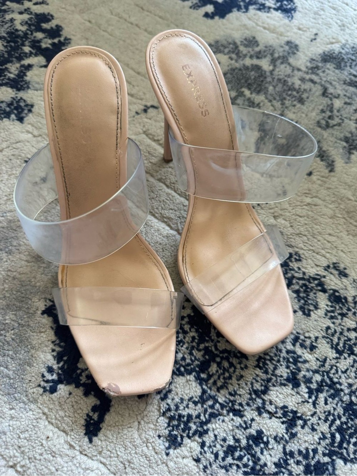 Express Nude Clear-Strap Stiletto Sandals