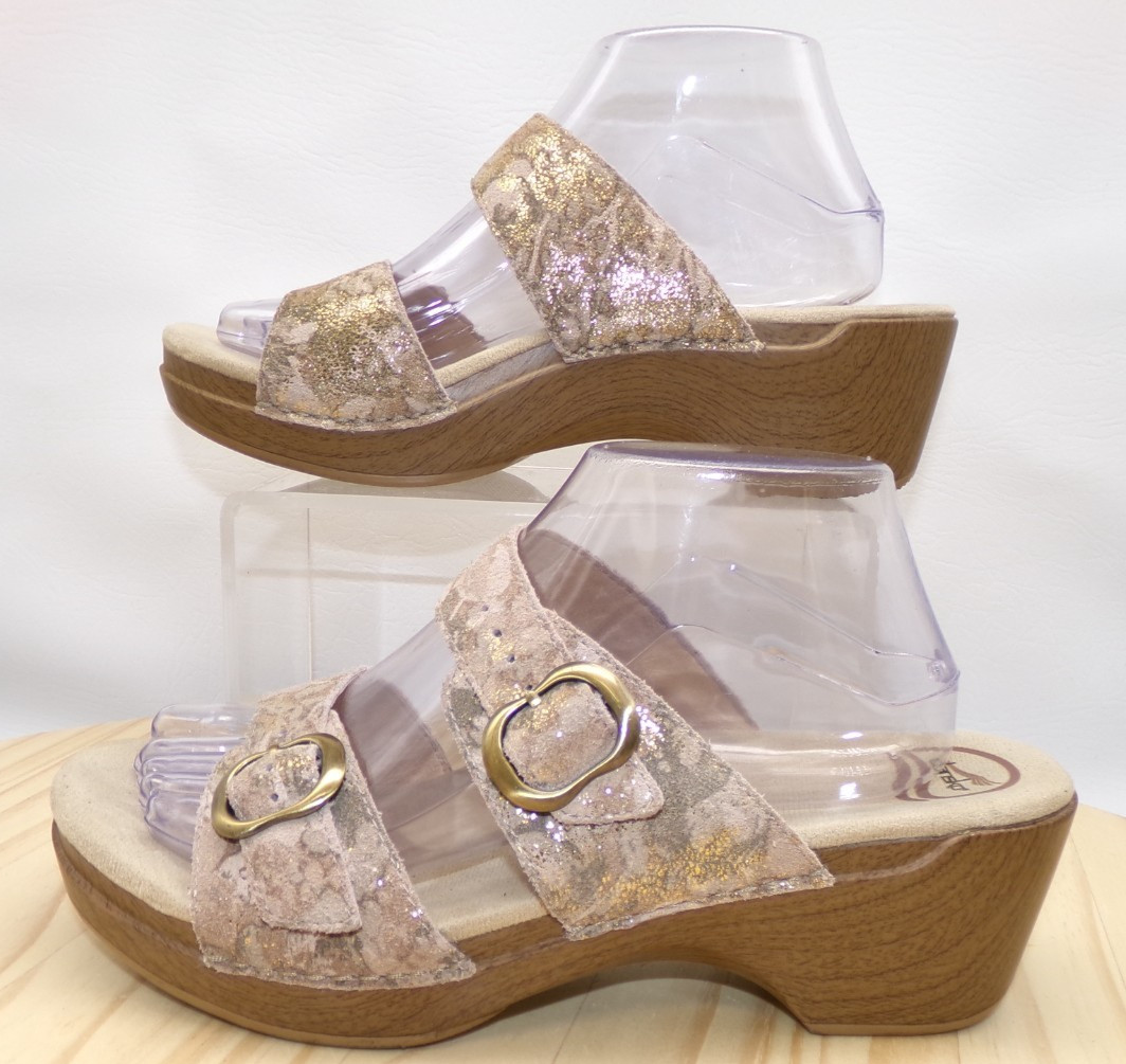 Dansko Sophie Slide Sandals Womens Tan & Metallic Gold Size 41 US 10.5-11