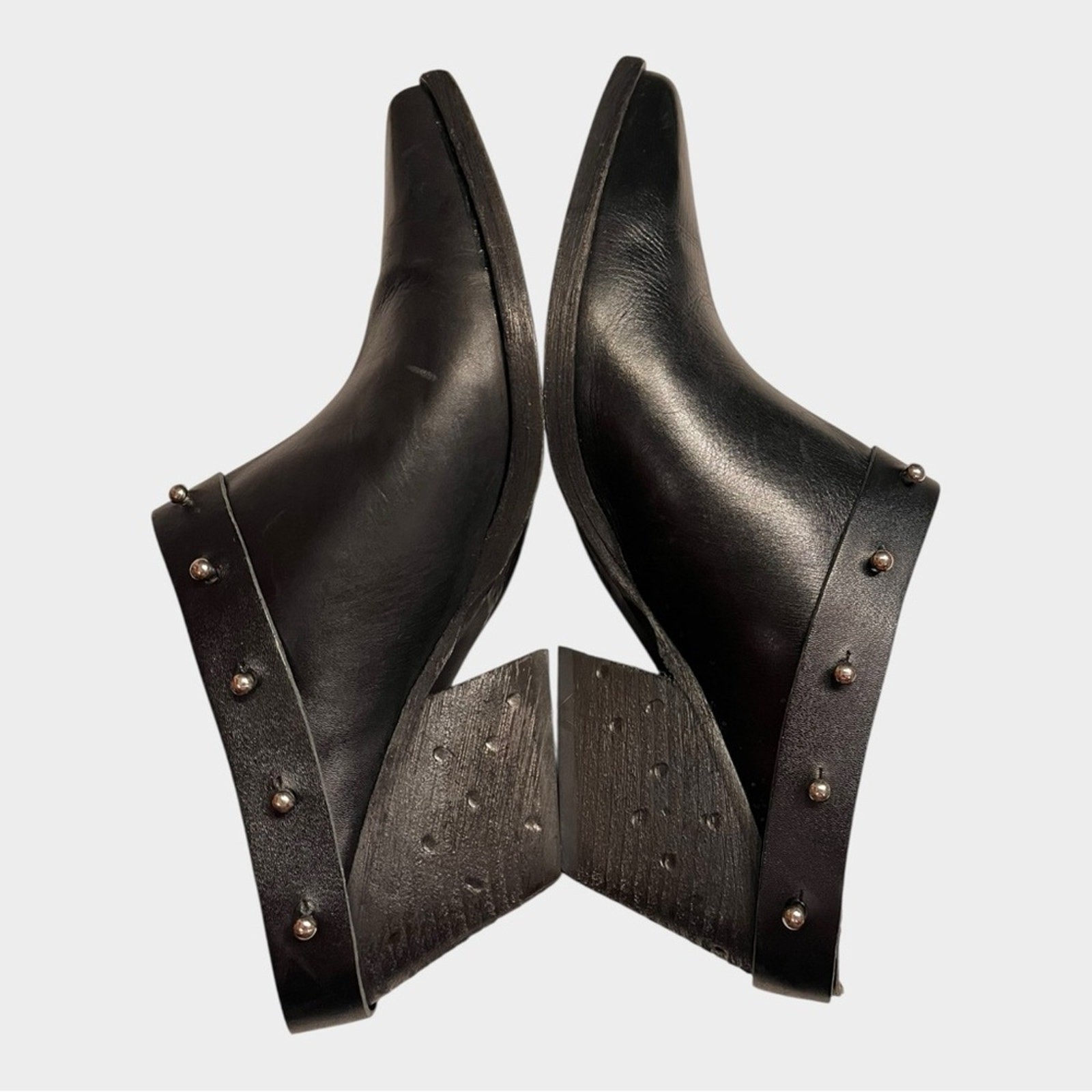 GOLO Woody Noir Black Leather Women’s Shoes Mule Booties Size 9 studded western