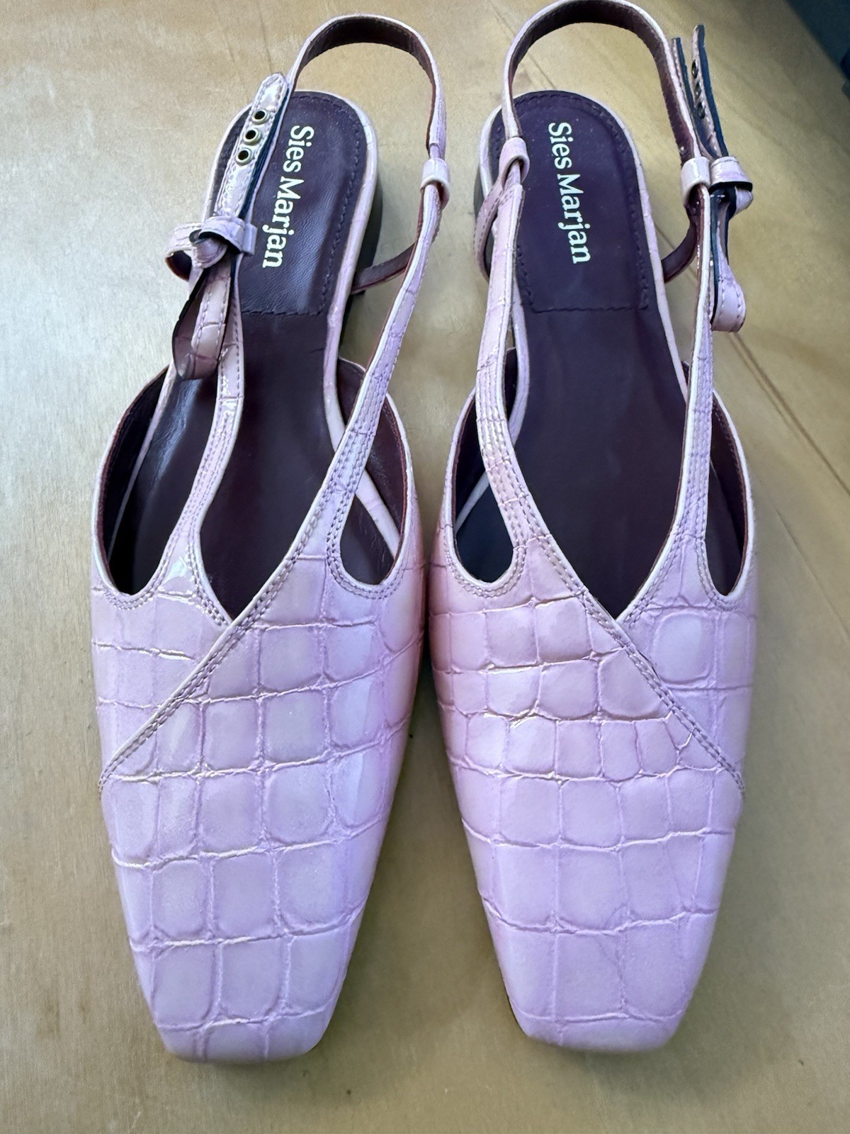 Sies Marjan Anika pink patent crocodile slingback flats SIZE 40