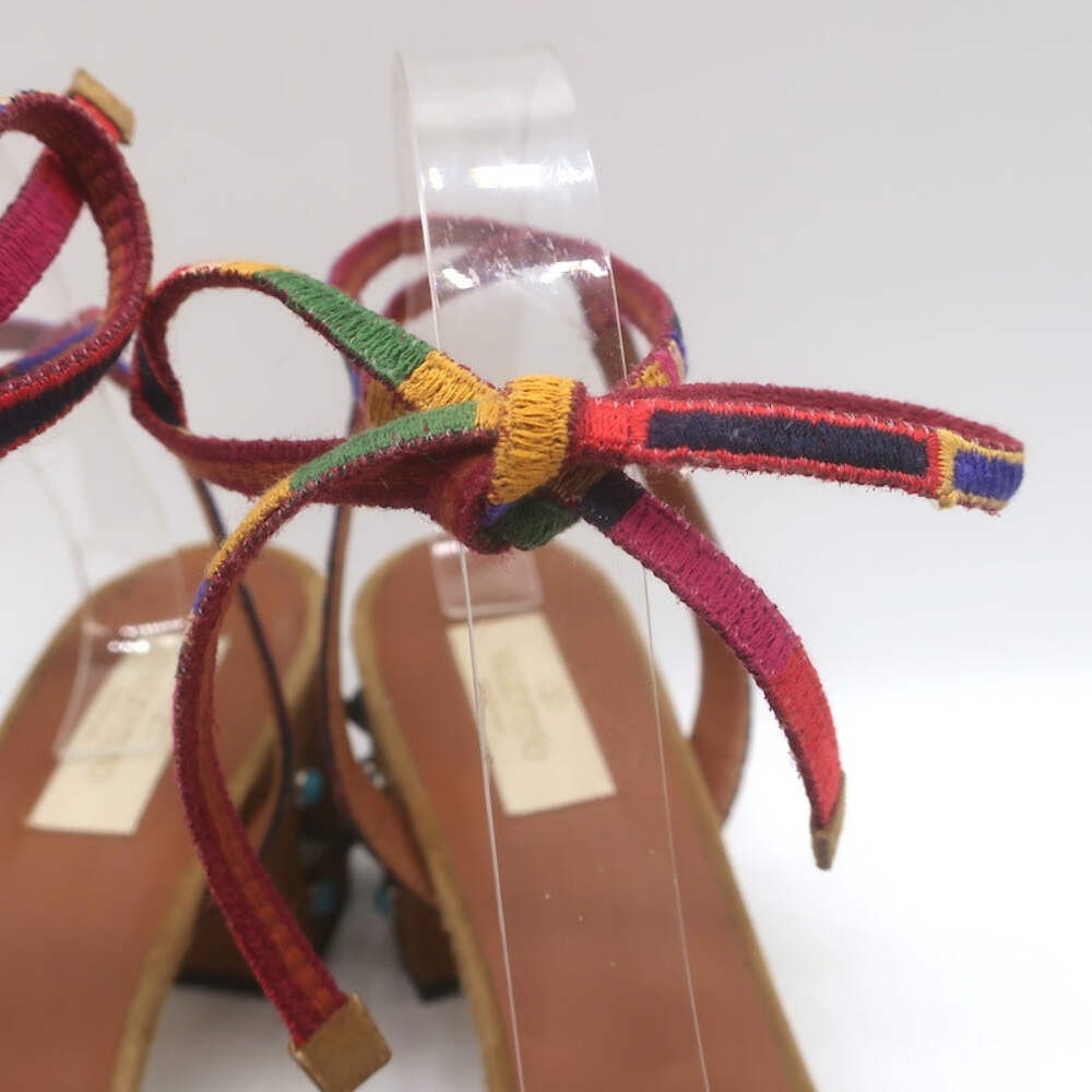 Valentino Rockstud Rolling Ankle-Tie Sandals Brown Suede Size 40.5
