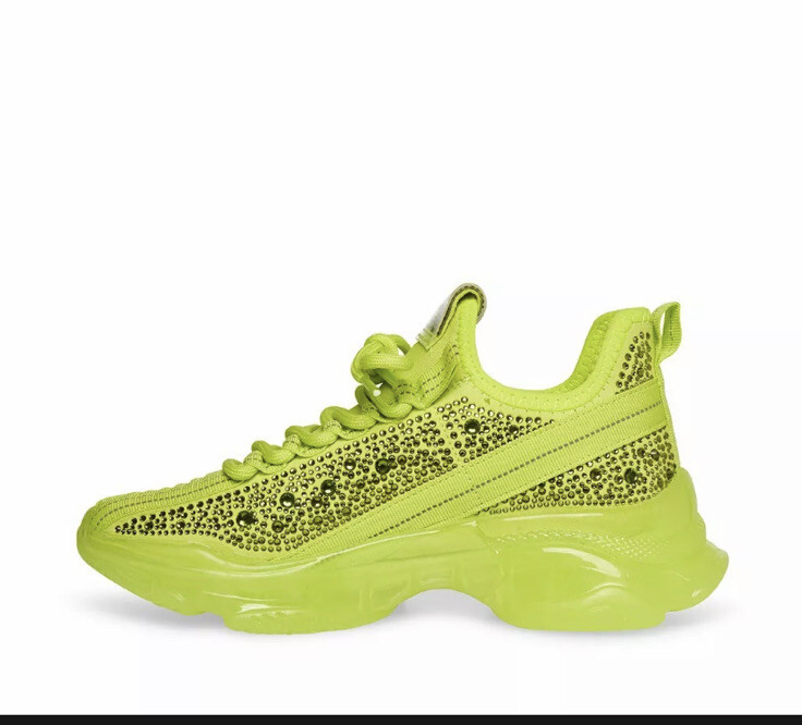 Steve Madden Sneakers Womens Maxima Lime SM NY90 Bejeweled Brand New