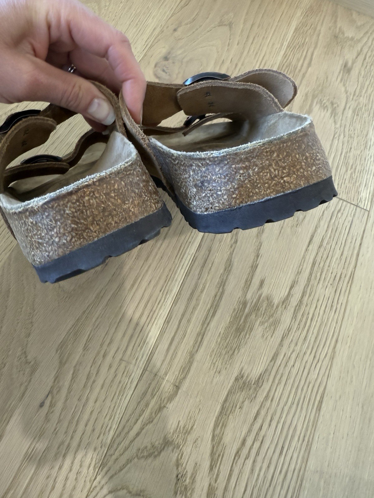 Betula women’s 37 6 Narrow Birkenstock Brown Beige Tan leather sandals Classic