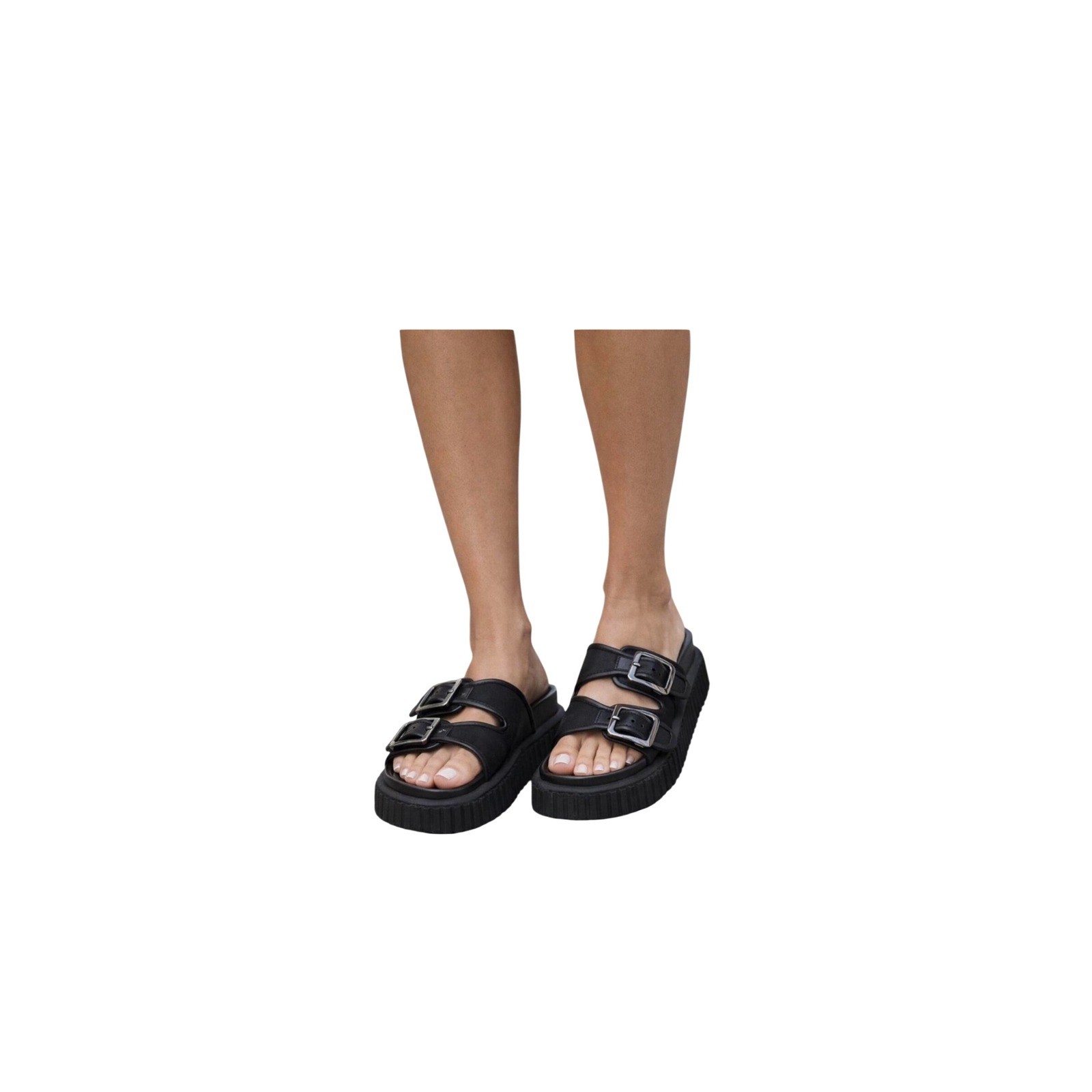 Circus NY Sam Edelman Mesh Black Platform Slide Buckle Sandals I9656F2001 7.5