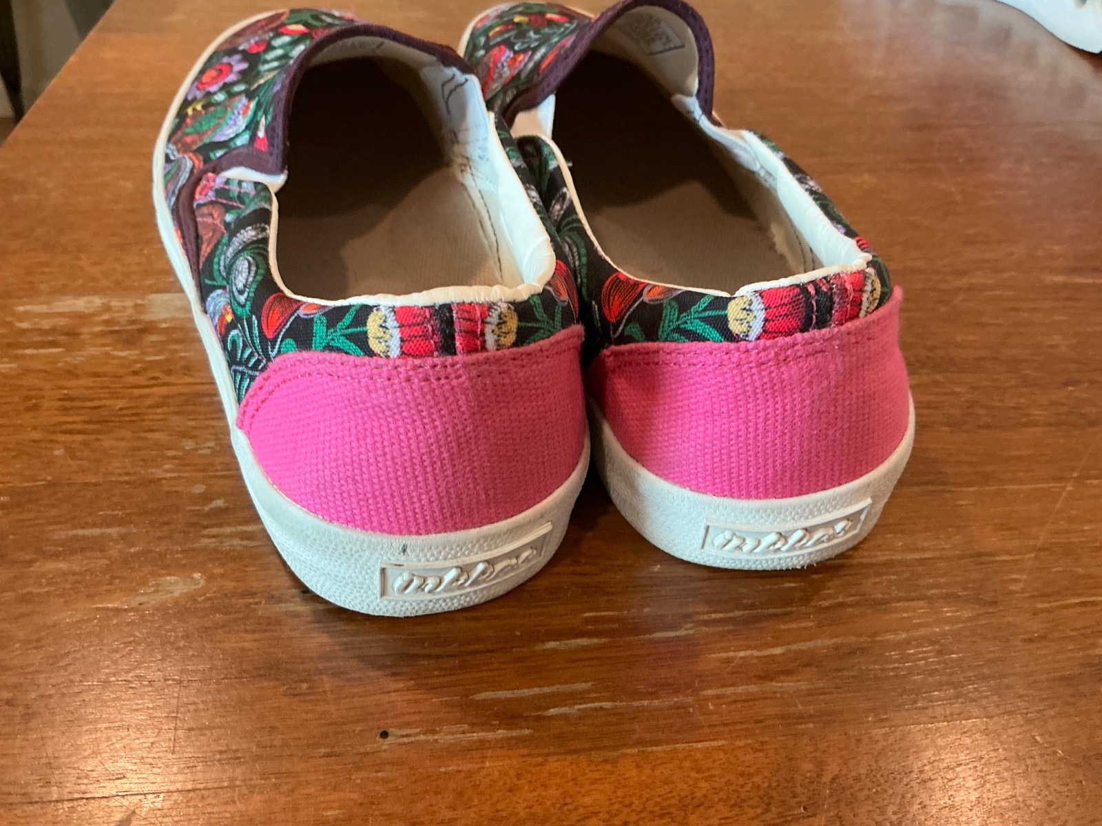Inkkas Shoes Womens Size 9.5 Rooster Floral Multicolor Canvas Slip On Sneakers