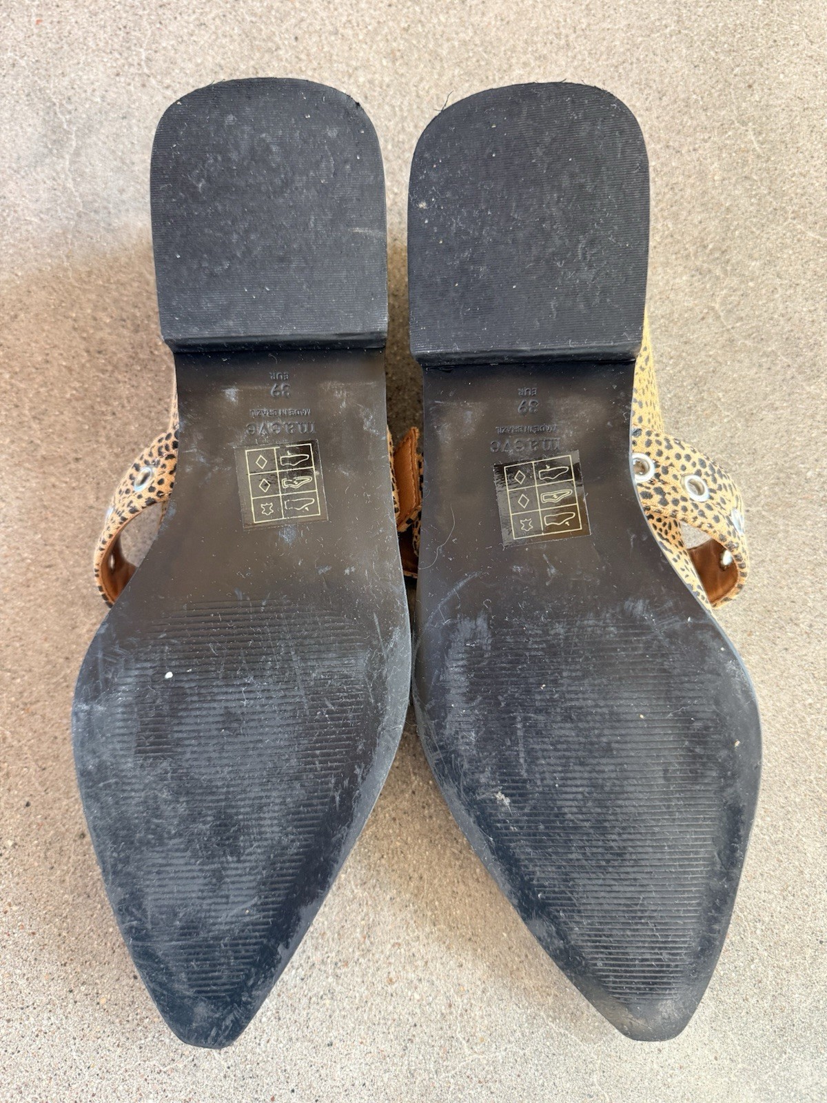 Anthropologie Maeve Leopard Print Pointed-Toe Moto Mary Jane Flats Size 39 8-8.5