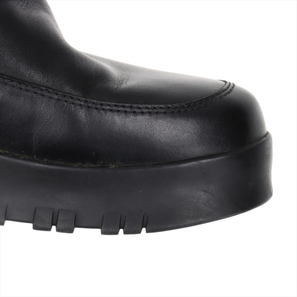 Prada Triangle logo Leather Long boots 36 Ladies’ Black Boa Comes with box
