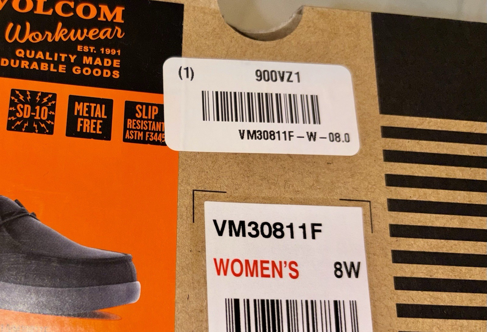 VOLCOM Workwear CHILL Casual Work Shoes Comp Toe VM30811F Womens Size 8W