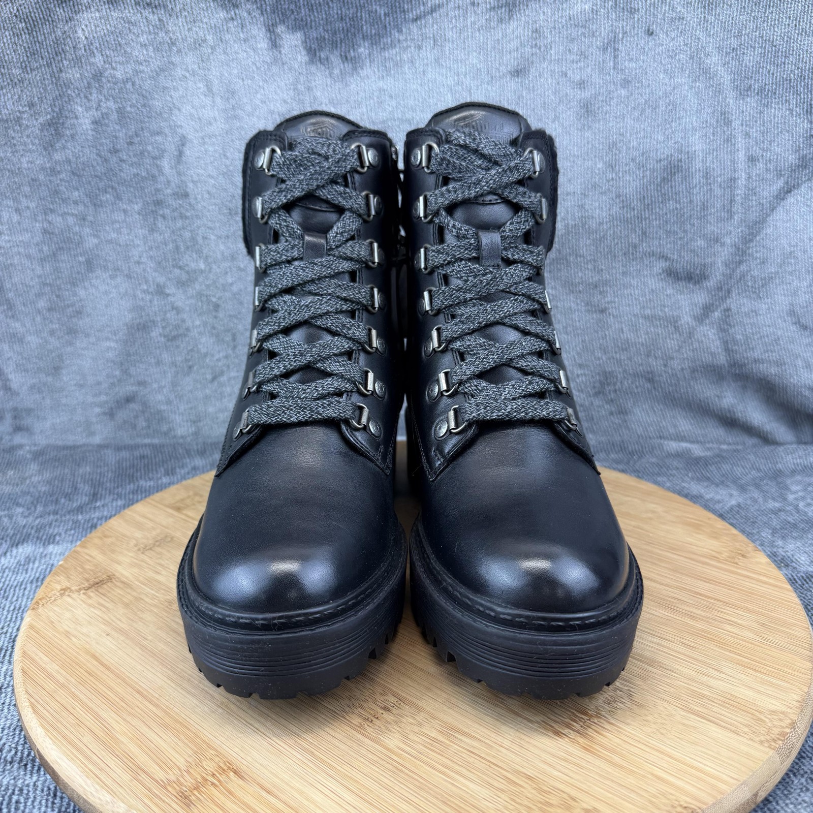 Harley-Davidson Boots Womens Size 7 Black Leather Shearling Ankle D87258