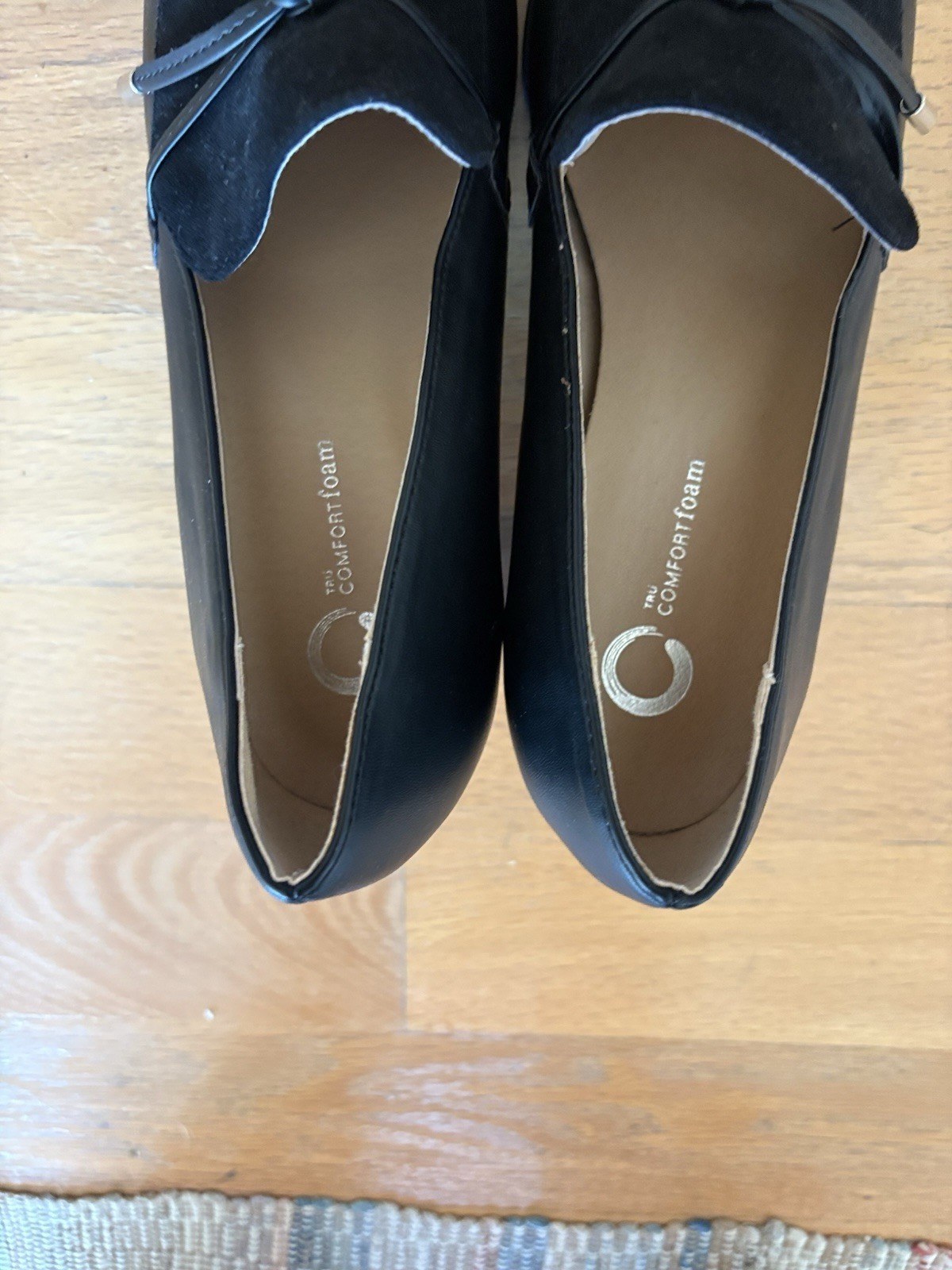 TRU COMFORT FOAM SIZE 9 WOMEN BLACK BLOCK HEEL SQUARE TOE LOAFERS