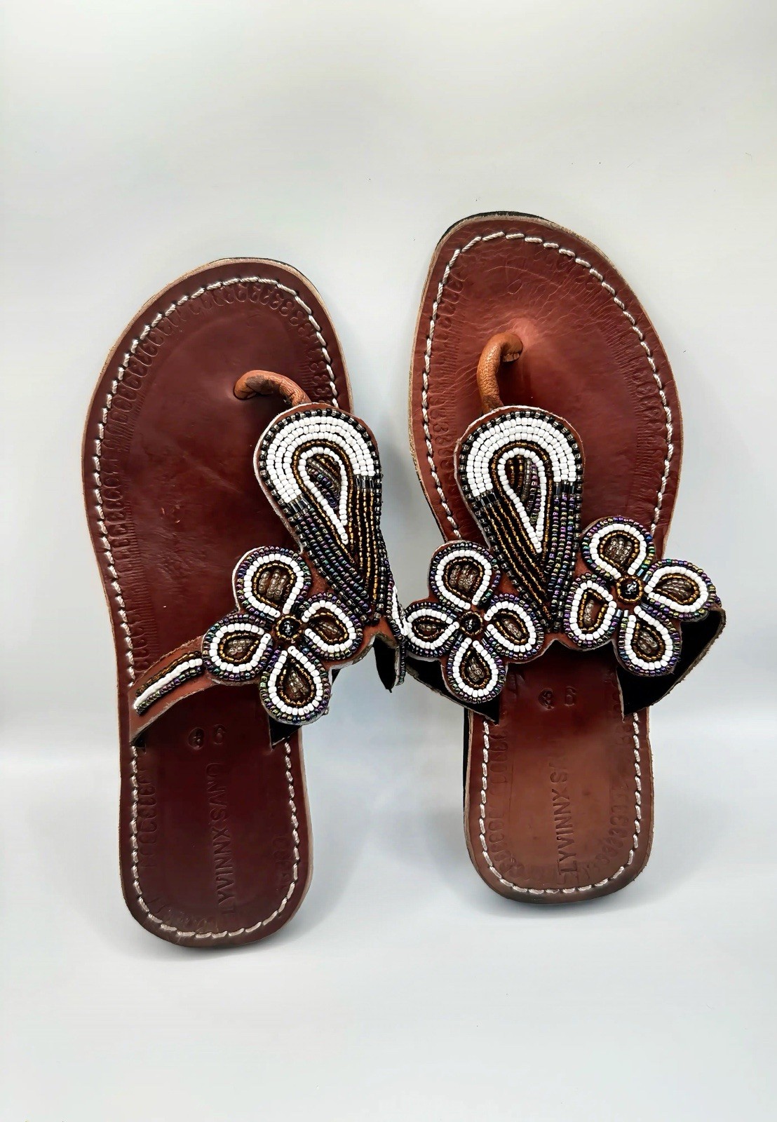 Women’s African Maasai Beaded Sandals Size 6.5 – Handmade Leather Boho Shoes