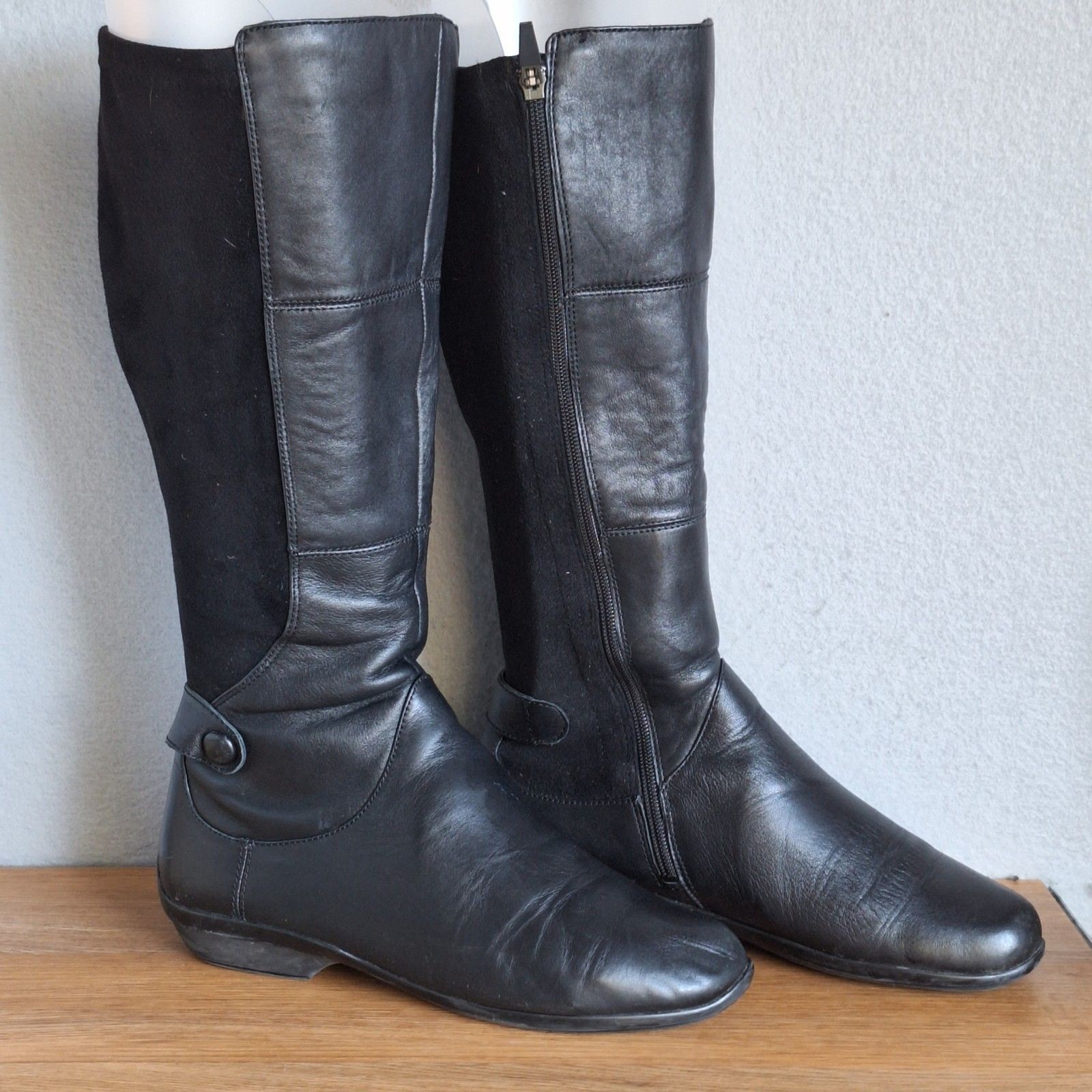 Dansko Odette Tall Leather Riding Boots Women’s 8.5 Black Zip Boots Wide Calf